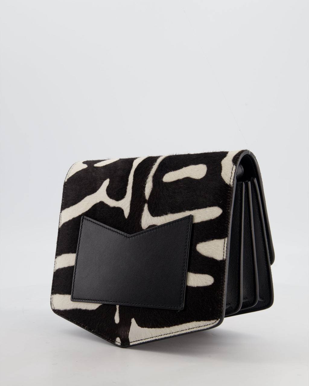 Alaïa Le Papa Leather Trimmed Zebra Print Calf Hair Shoulder Bag with Gold Hardware