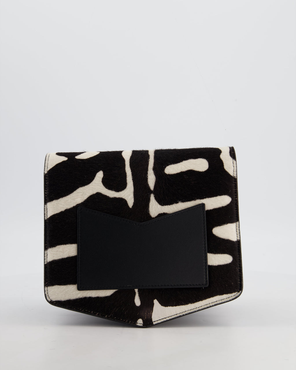 Alaïa Le Papa Leather Trimmed Zebra Print Calf Hair Shoulder Bag with Gold Hardware