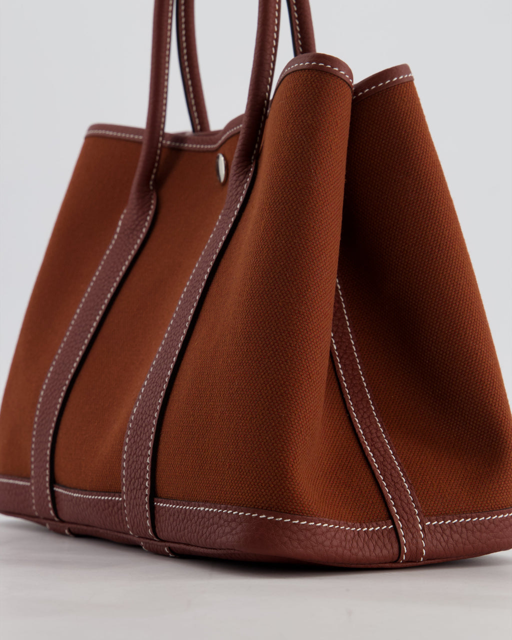 Hermès Garden Party 30 Bag in Rouge H Canvas and Negonda Leather with Palladium Hardware
