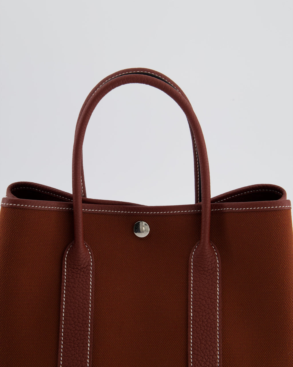 Hermès Garden Party 30 Bag in Rouge H Canvas and Negonda Leather with Palladium Hardware