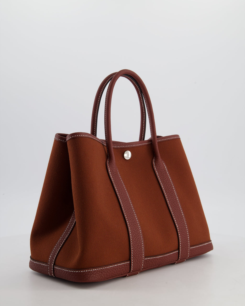 Hermès Garden Party 30 Bag in Rouge H Canvas and Negonda Leather with Palladium Hardware