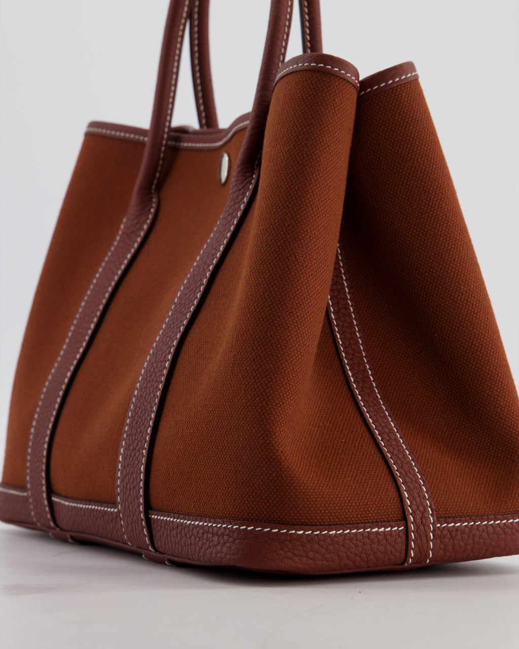 Hermès Garden Party 30 Bag in Rouge H Canvas and Negonda Leather with Palladium Hardware