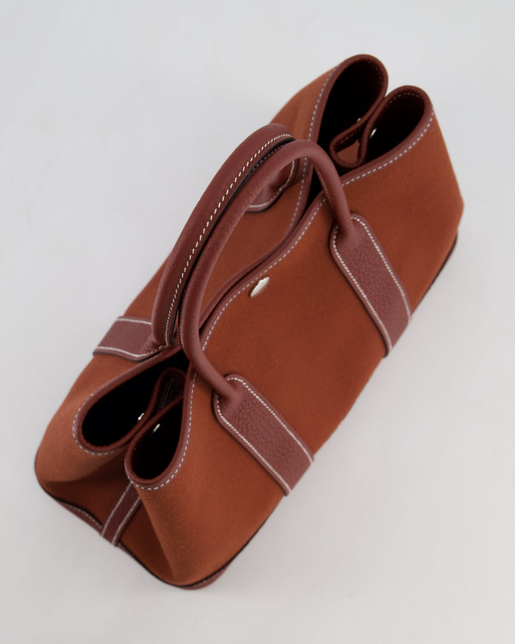Hermès Garden Party 30 Bag in Rouge H Canvas and Negonda Leather with Palladium Hardware