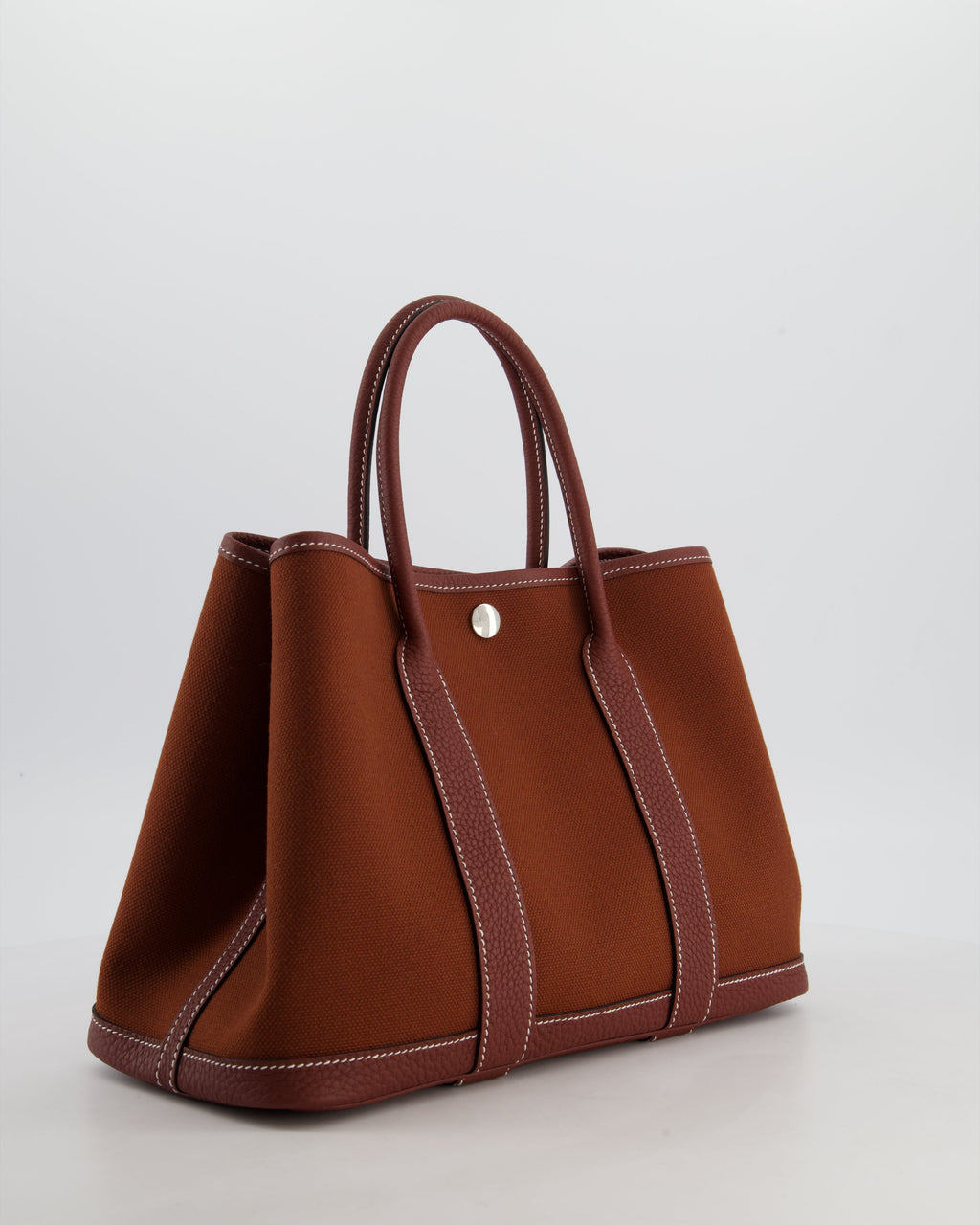 Hermès Garden Party 30 Bag in Rouge H Canvas and Negonda Leather with Palladium Hardware