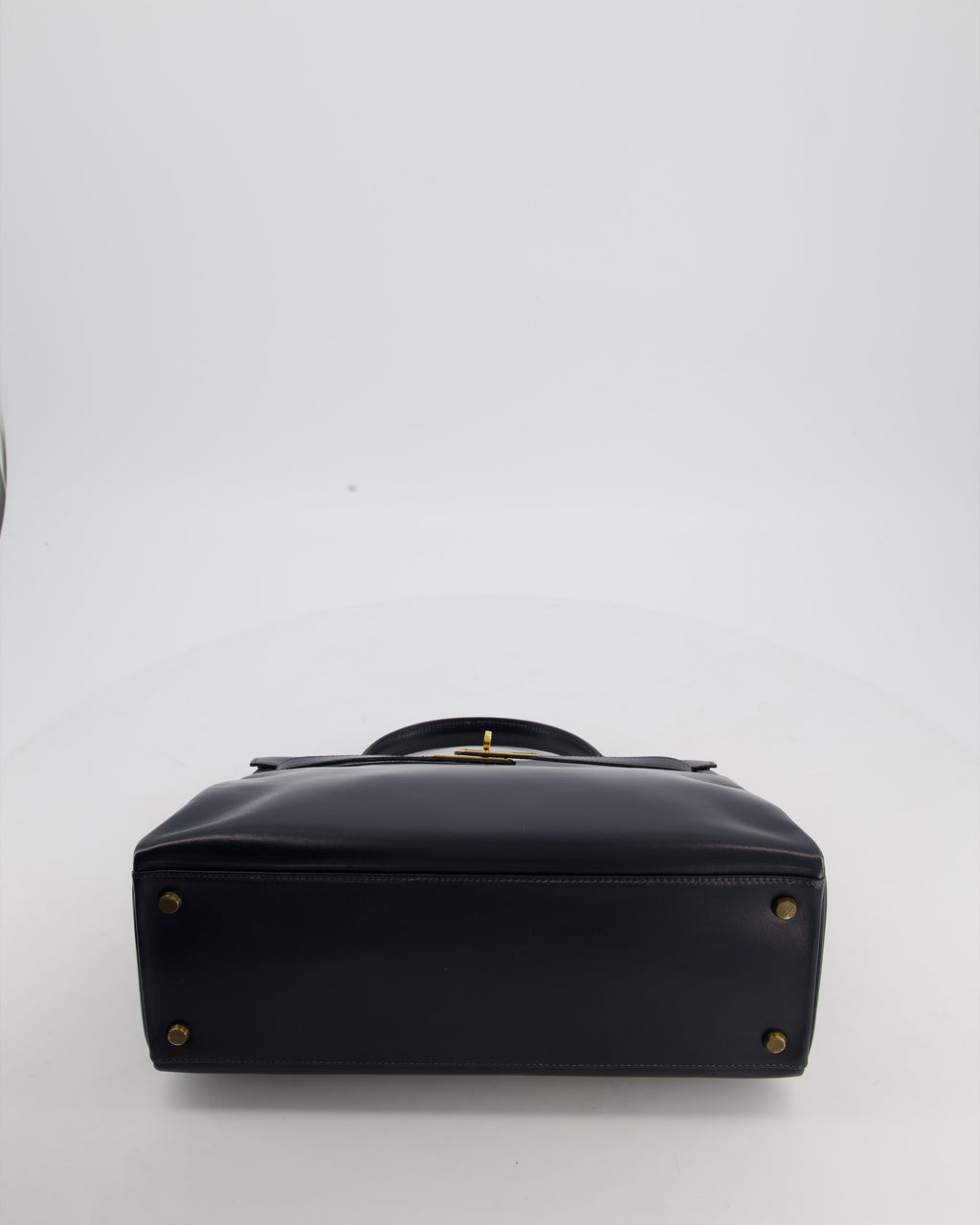 *RARE* Hermès Vintage Kelly 32 Retourne Bag in Bleu Navy Box Calf Leather with Gold Hardware