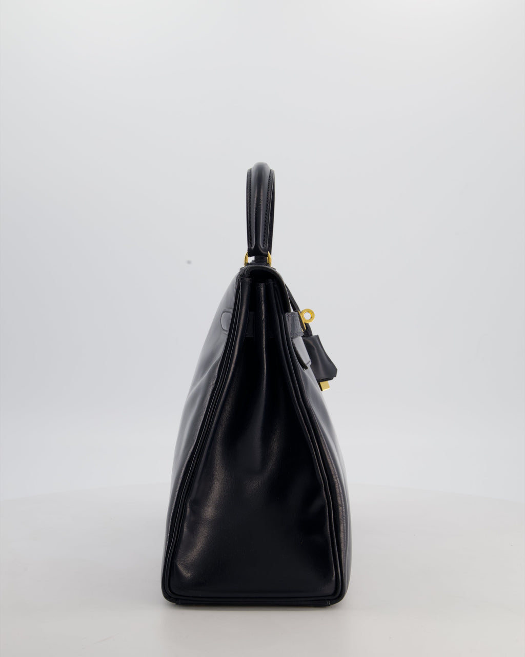 *RARE* Hermès Vintage Kelly 32 Retourne Bag in Bleu Navy Box Calf Leather with Gold Hardware