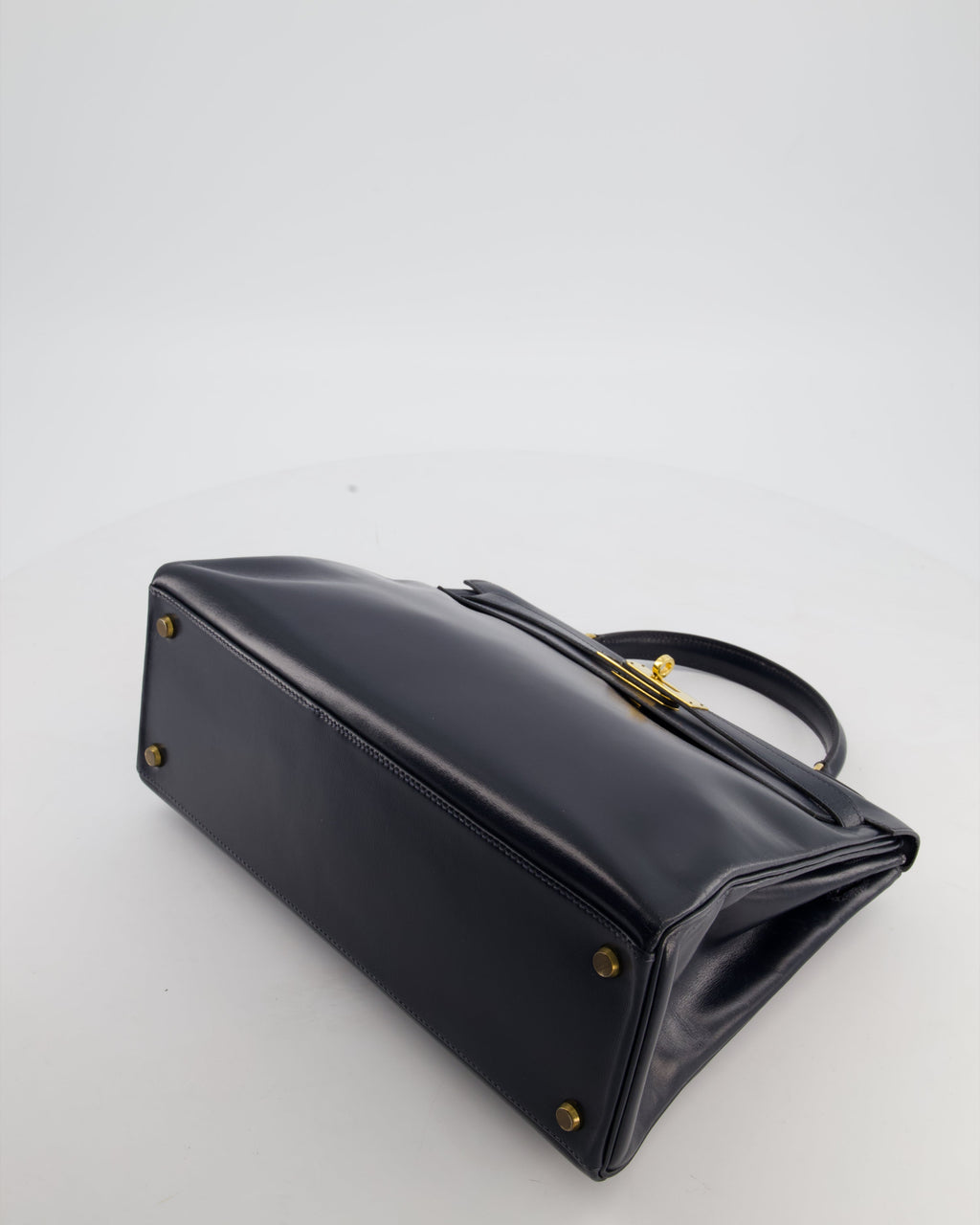 *RARE* Hermès Vintage Kelly 32 Retourne Bag in Bleu Navy Box Calf Leather with Gold Hardware