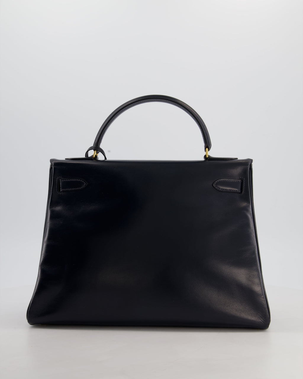 *RARE* Hermès Vintage Kelly 32 Retourne Bag in Bleu Navy Box Calf Leather with Gold Hardware