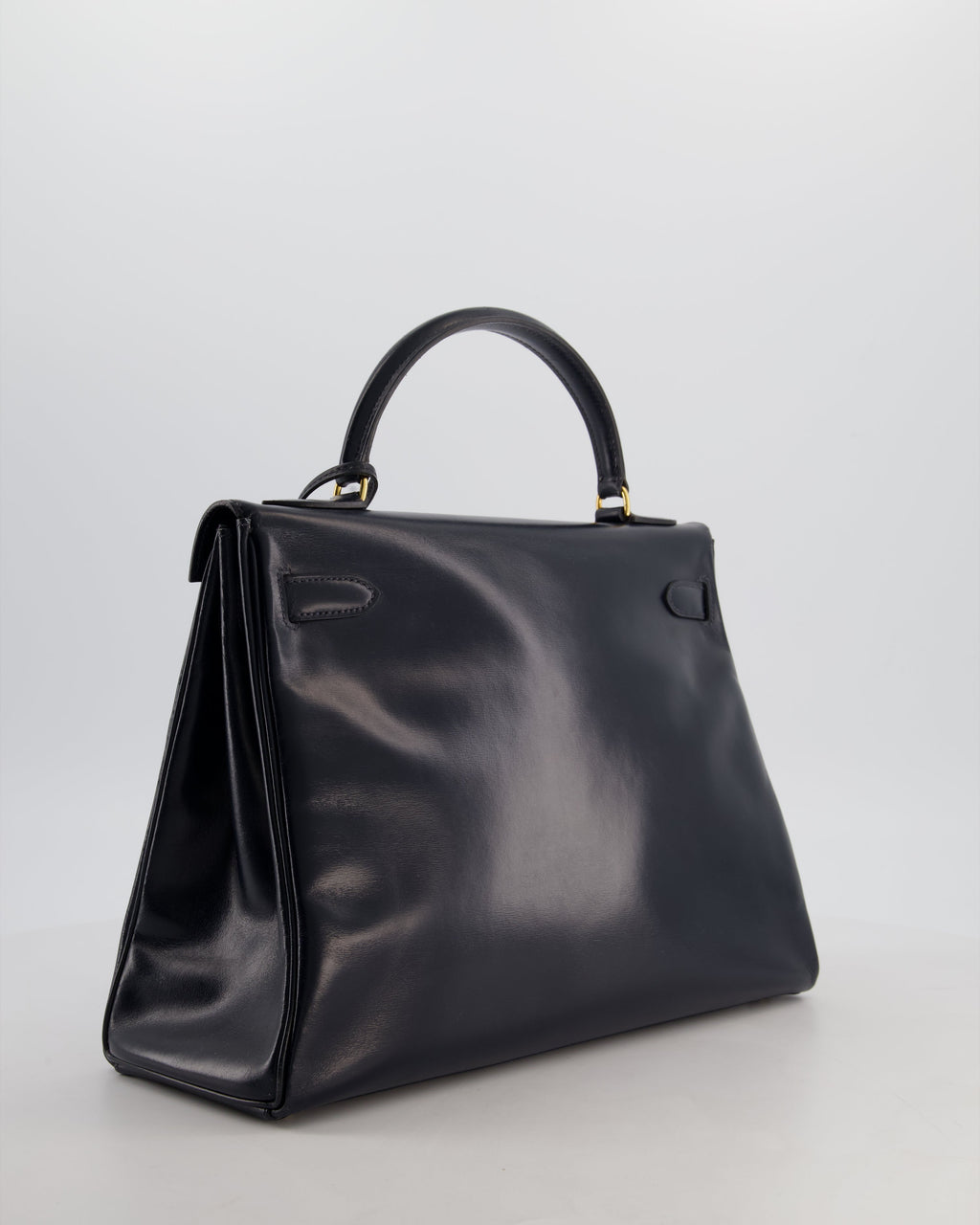 *RARE* Hermès Vintage Kelly 32 Retourne Bag in Bleu Navy Box Calf Leather with Gold Hardware