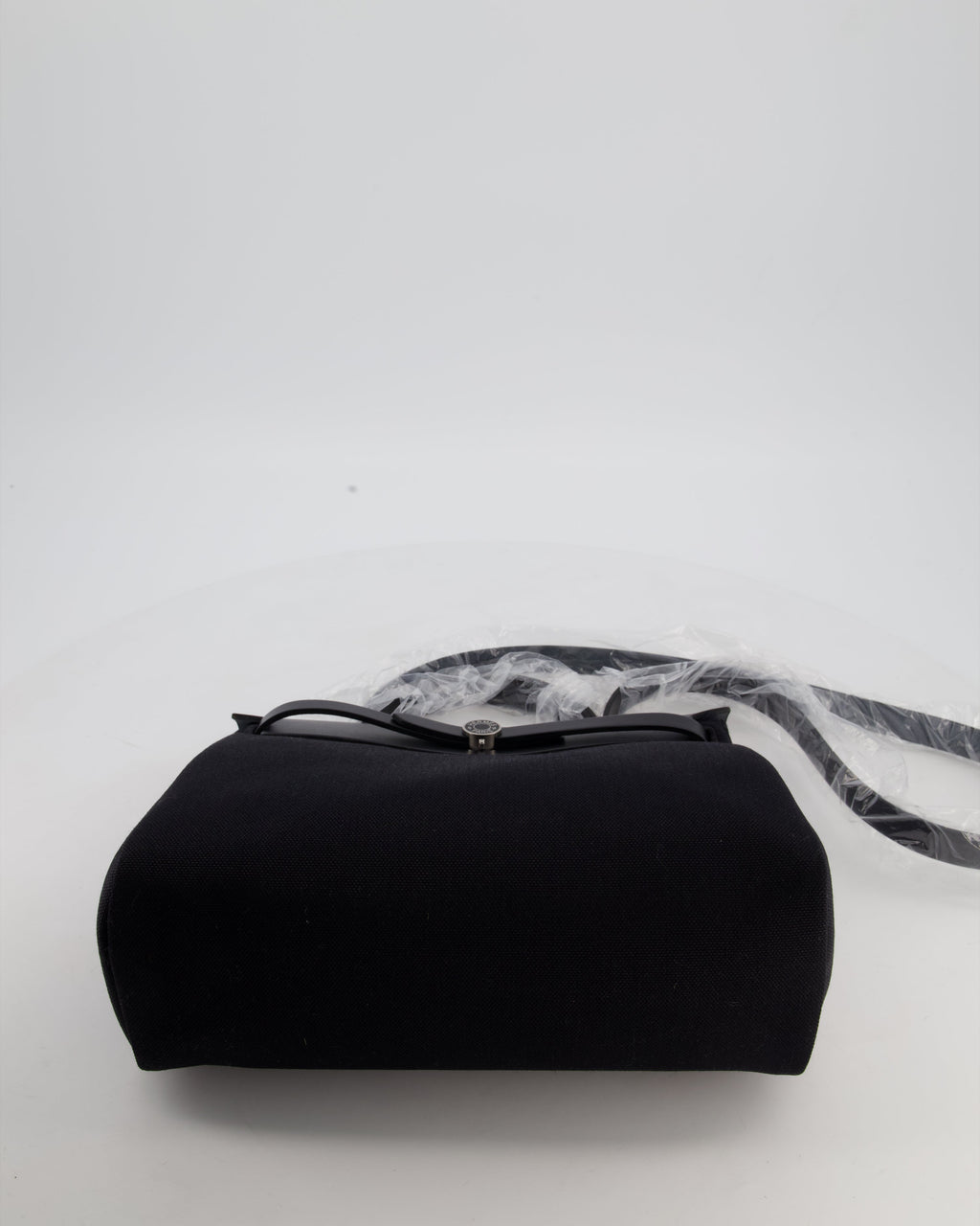 Hermès Herbag 31 Zip Bag in Noir Toile Officier Canvas, Noir Vache Hunter Leather with Palladium Hardware