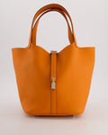 Hermès Picotin Lock 22 Bag in Orange Taurillon Clemence Leather with Palladium Hardware