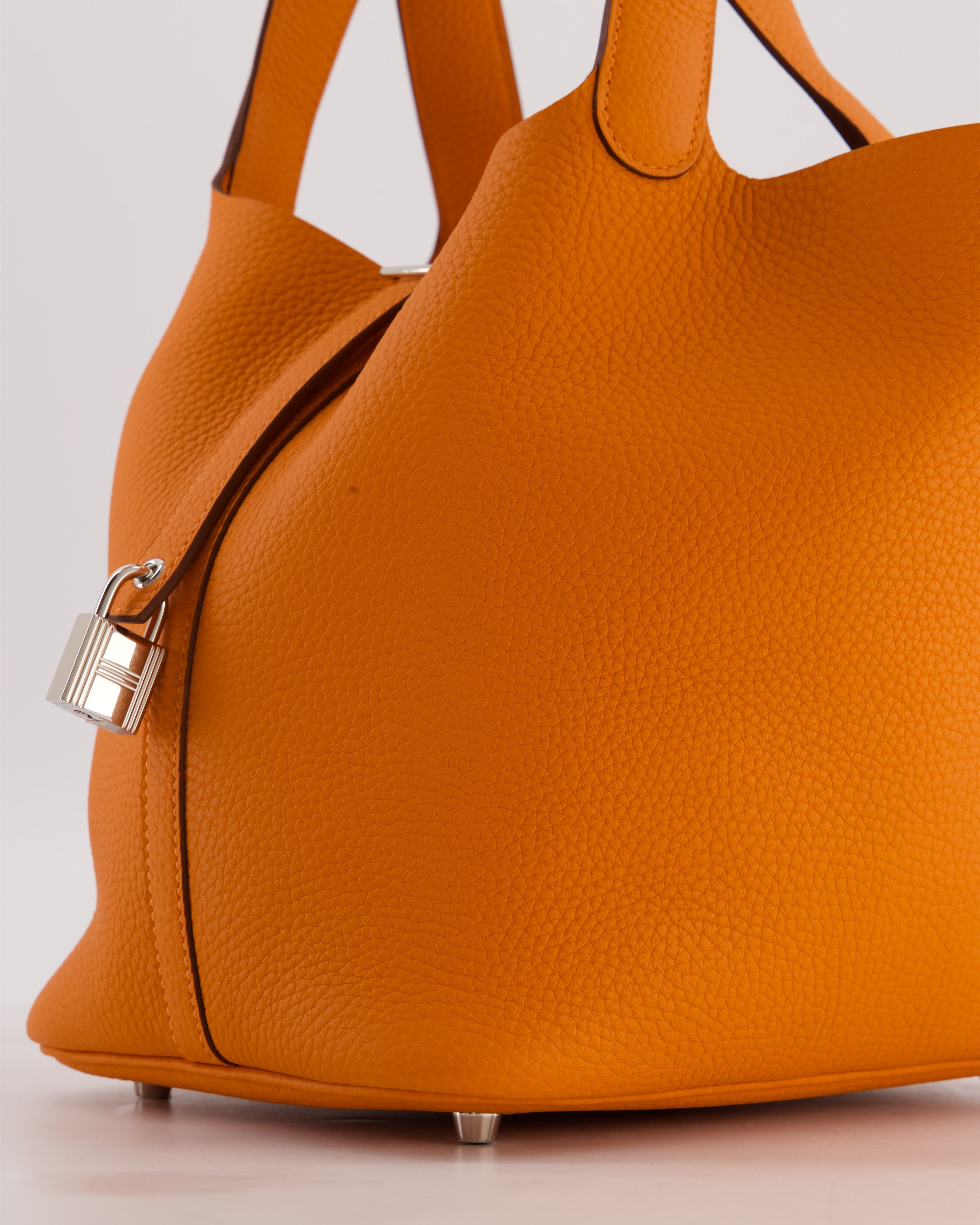 Hermès Picotin Lock 22 Bag in Orange Taurillon Clemence Leather with Palladium Hardware