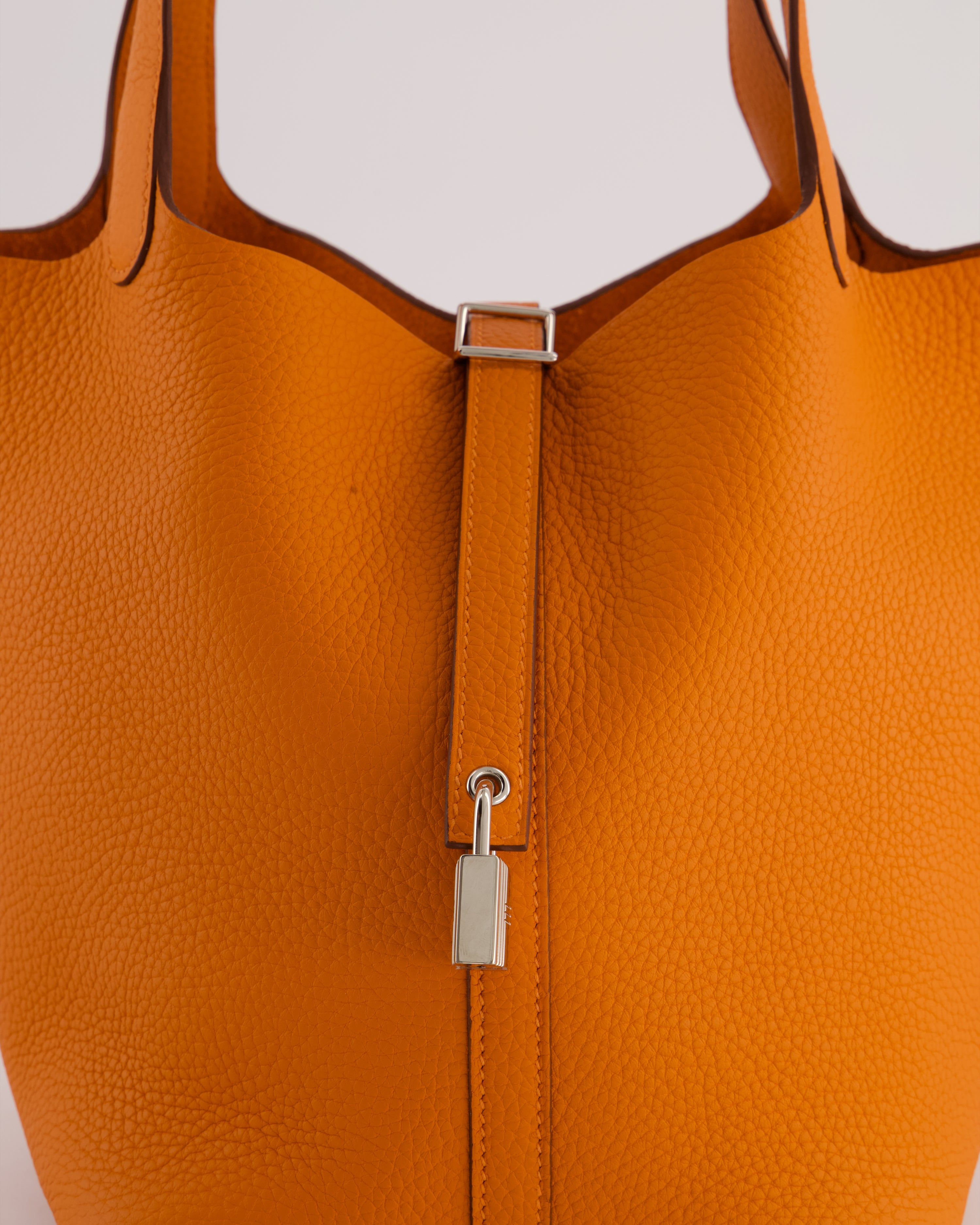 Hermès Picotin Lock 22 Bag in Orange Taurillon Clemence Leather with Palladium Hardware