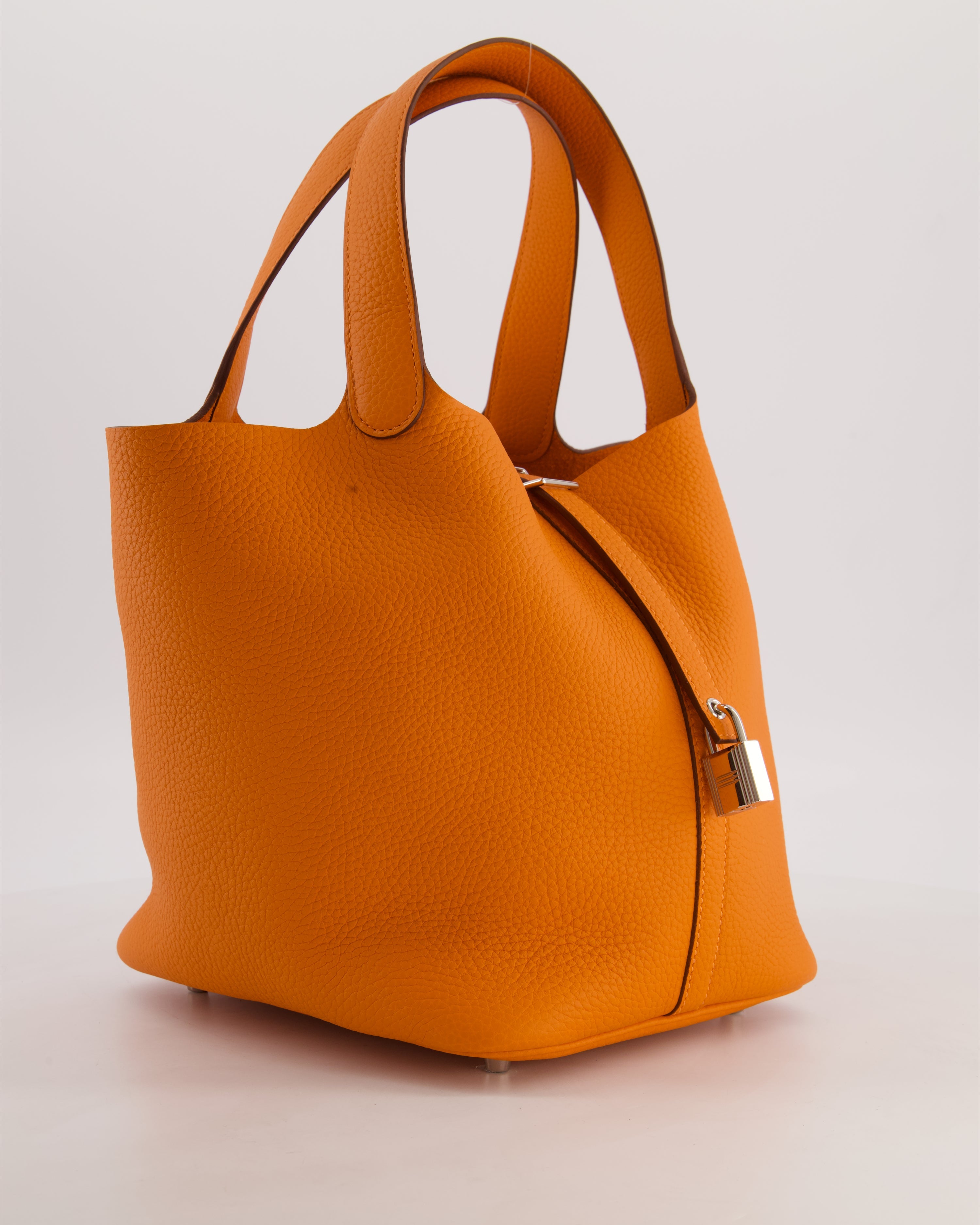 Hermès Picotin Lock 22 Bag in Orange Taurillon Clemence Leather with Palladium Hardware