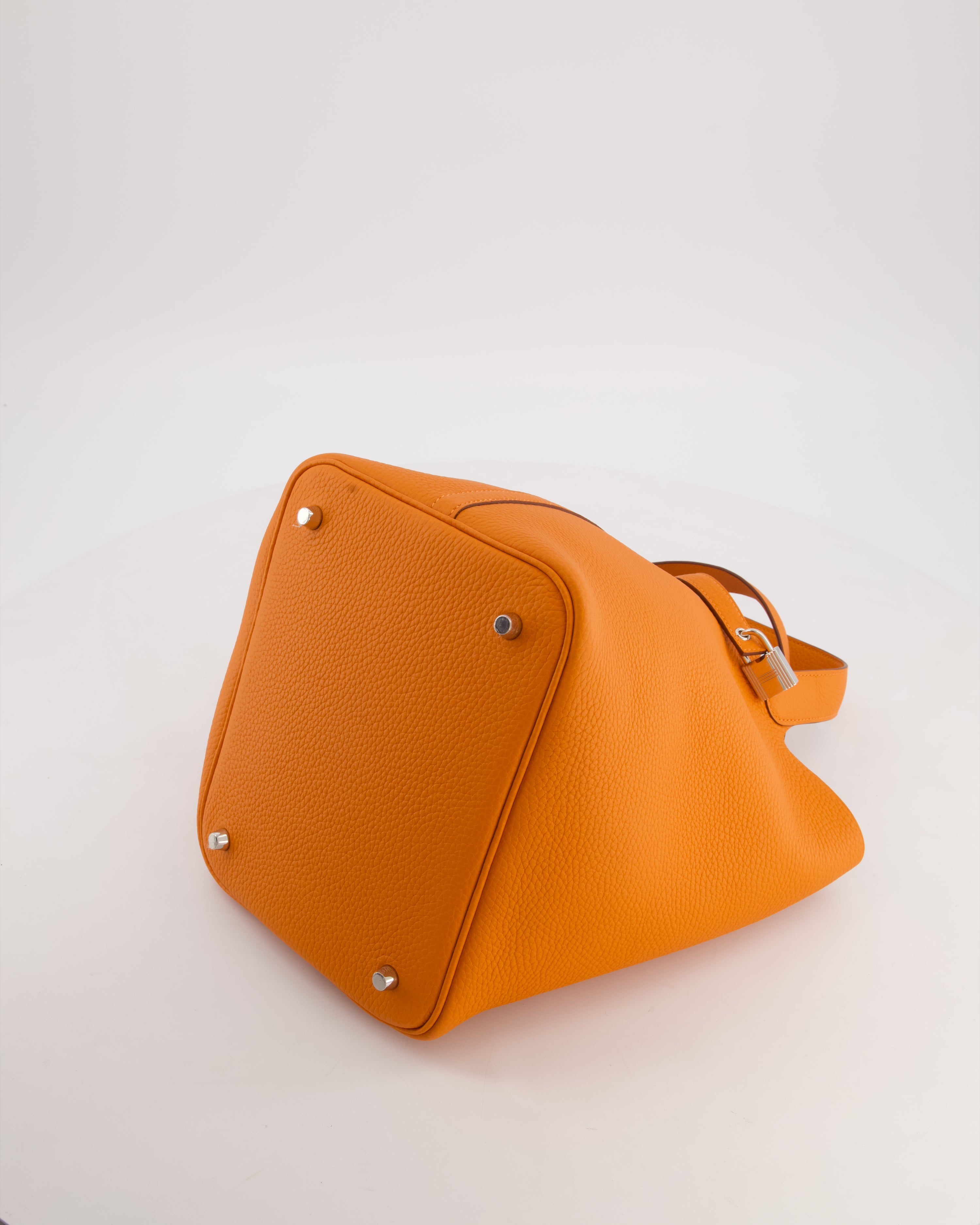 Hermès Picotin Lock 22 Bag in Orange Taurillon Clemence Leather with Palladium Hardware