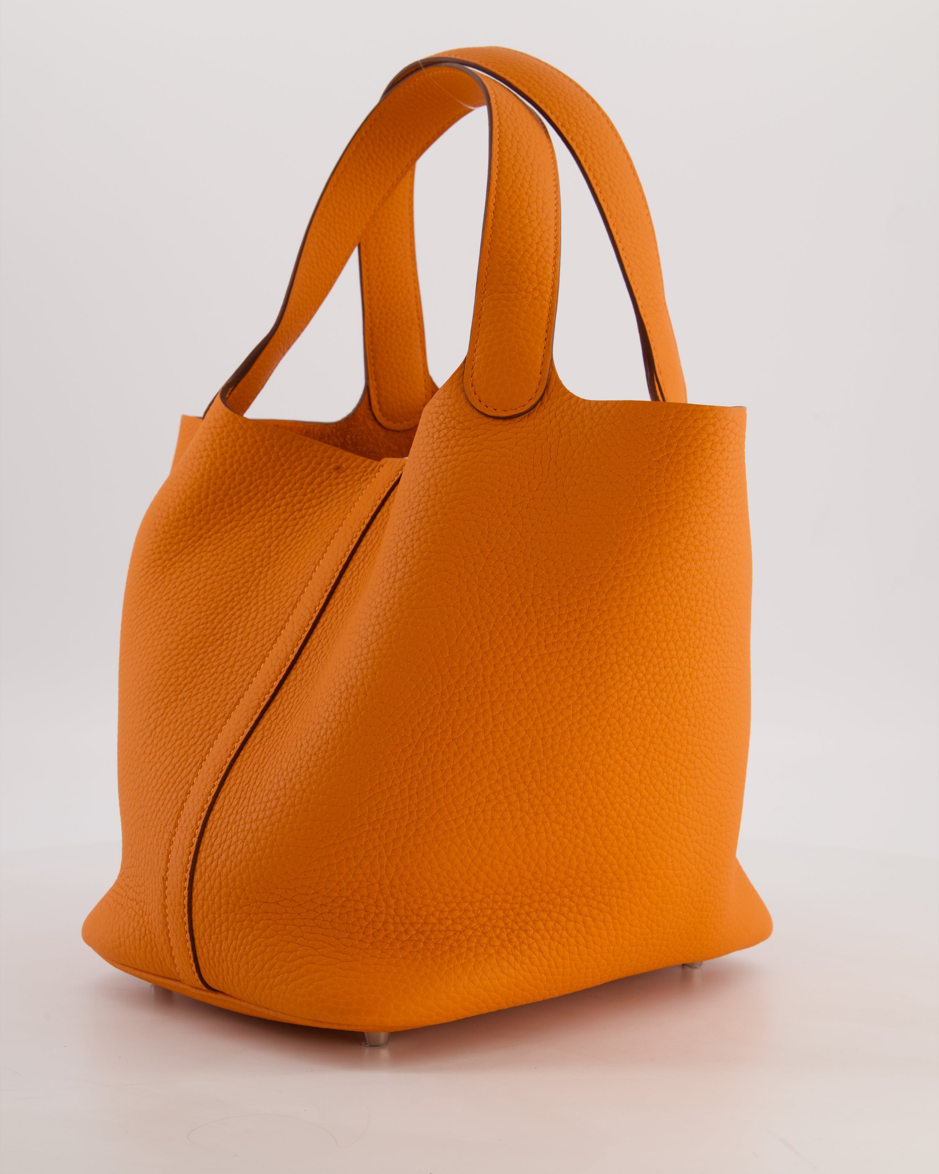 Hermès Picotin Lock 22 Bag in Orange Taurillon Clemence Leather with Palladium Hardware
