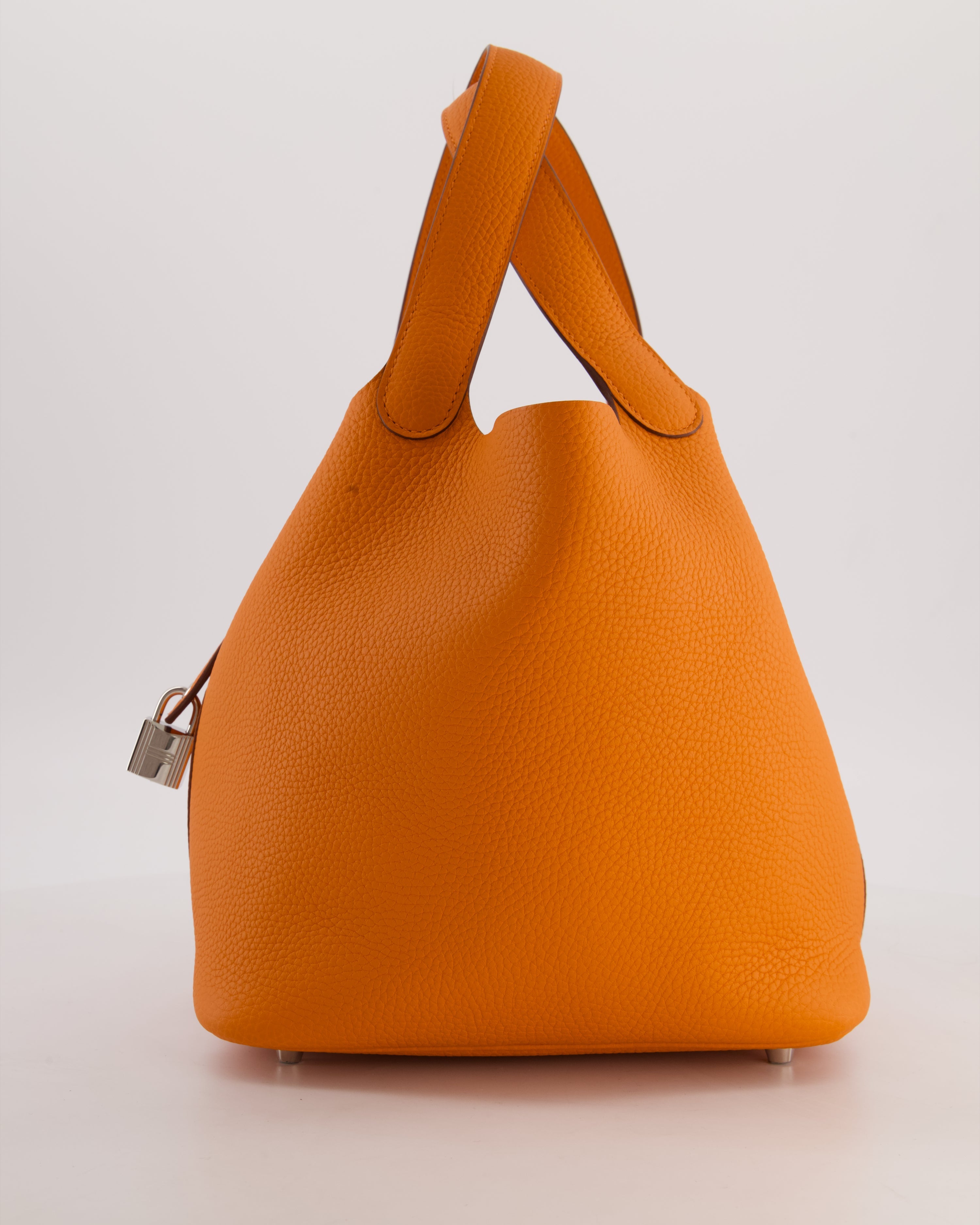 Hermès Picotin Lock 22 Bag in Orange Taurillon Clemence Leather with Palladium Hardware