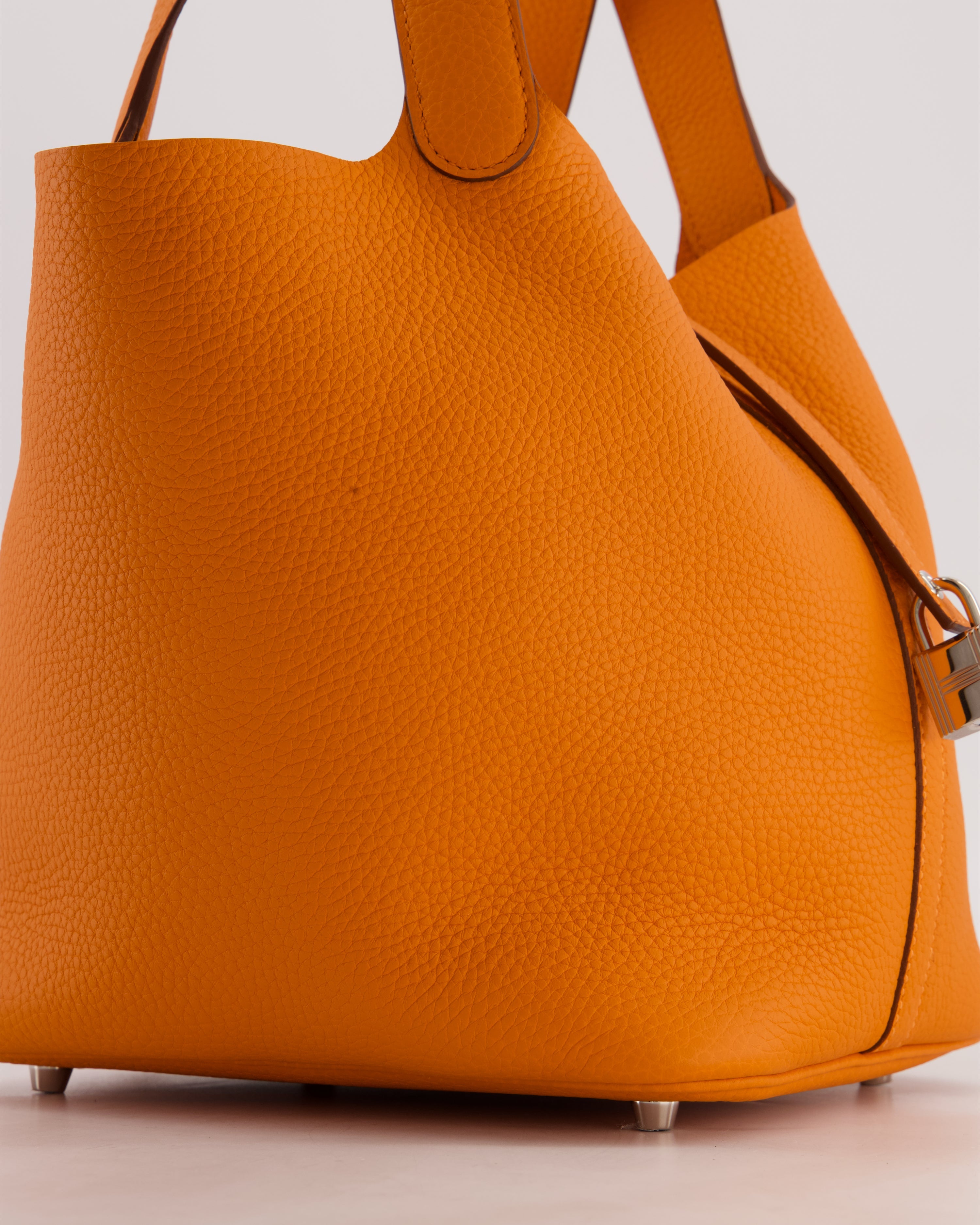 Hermès Picotin Lock 22 Bag in Orange Taurillon Clemence Leather with Palladium Hardware