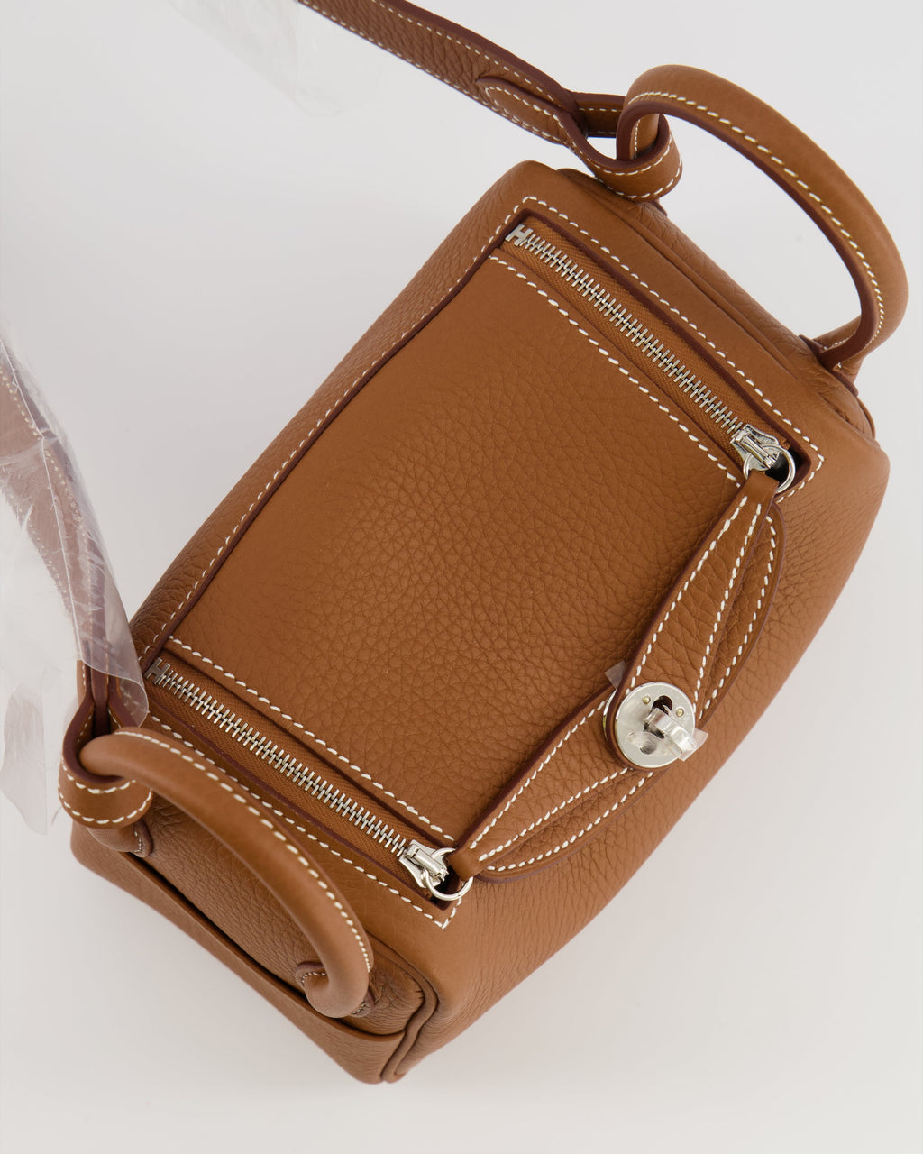 Hermès Mini Lindy Bag in Gold Taurillon Clemence Leather with Palladium Hardware
