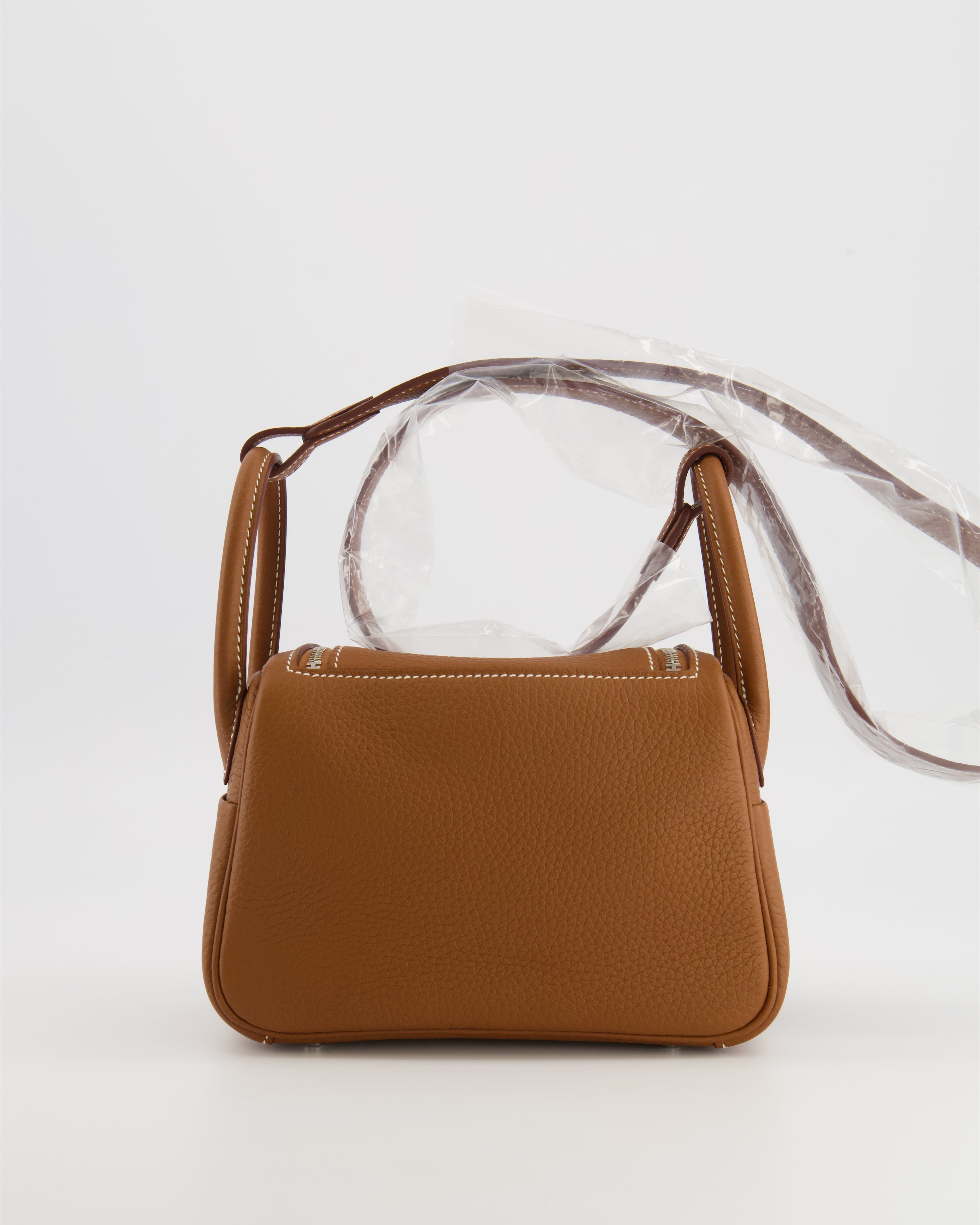 Hermès Mini Lindy Bag in Gold Taurillon Clemence Leather with Palladium Hardware