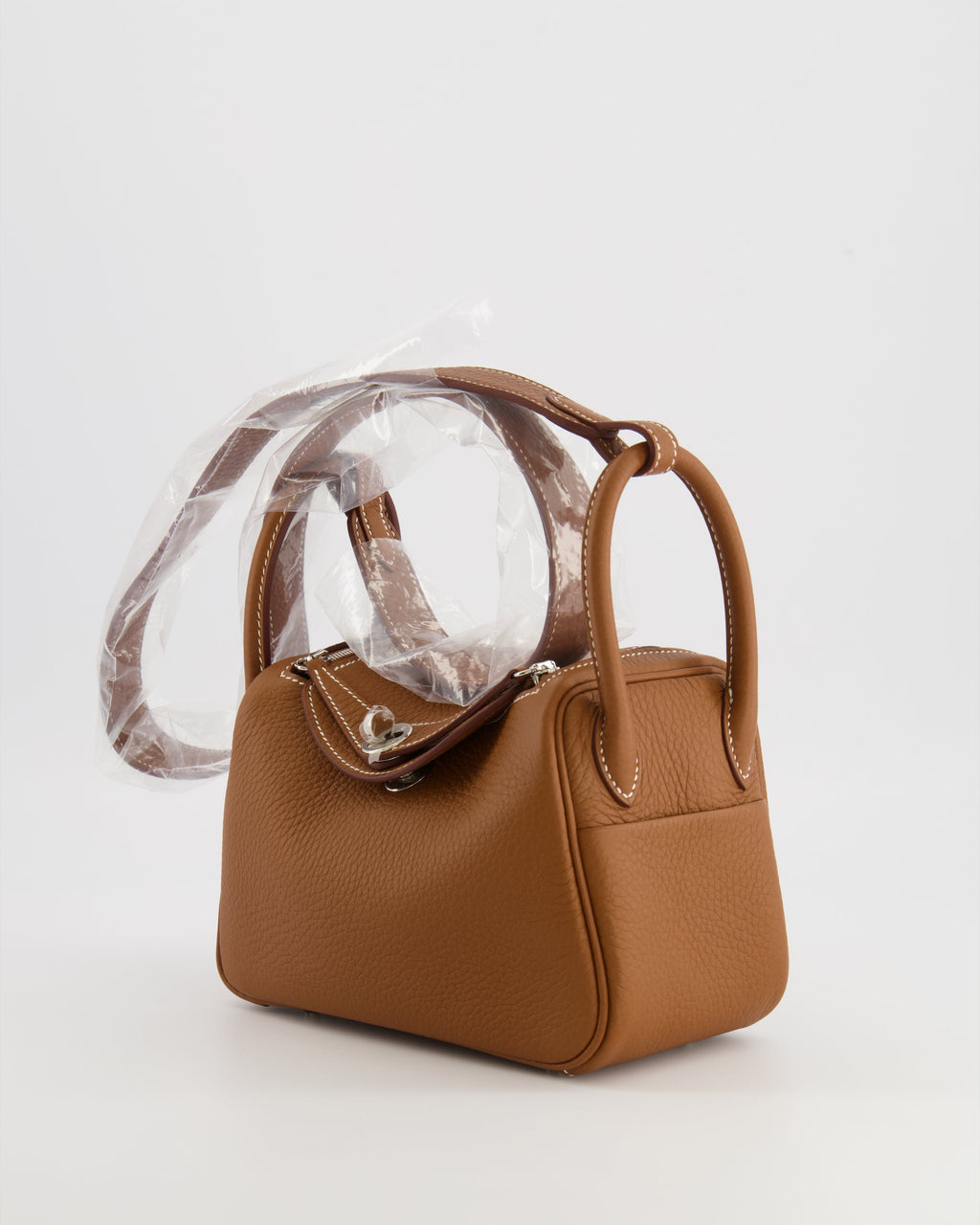 Hermès Mini Lindy Bag in Gold Taurillon Clemence Leather with Palladium Hardware