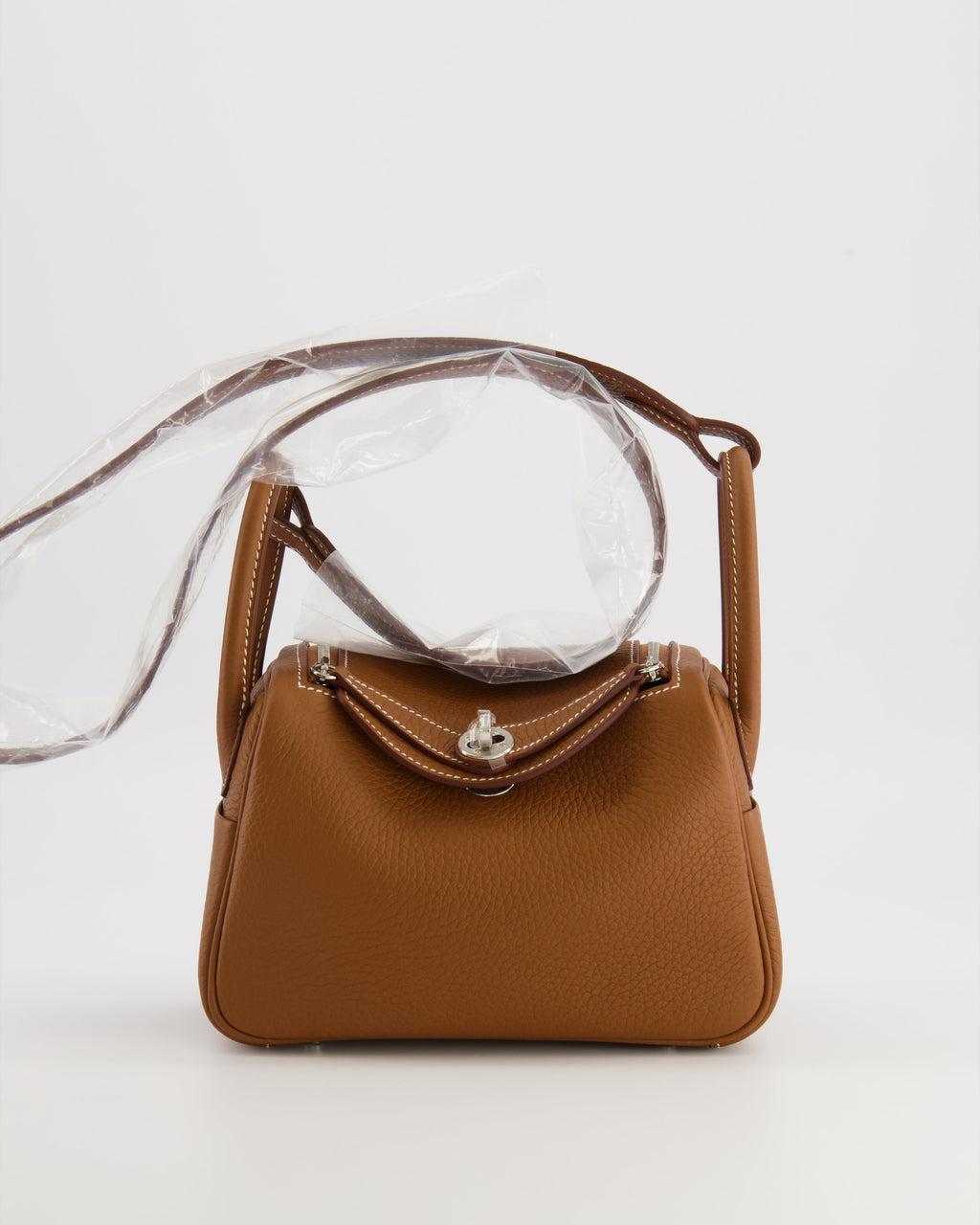 Hermès Mini Lindy Bag in Gold Taurillon Clemence Leather with Palladium Hardware