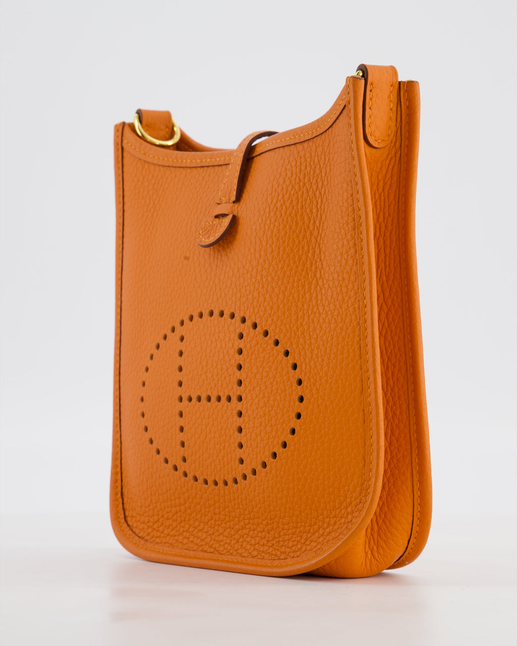 Hermès Mini Evelyne Bag in Orange Clemence Leather with Gold Hardware