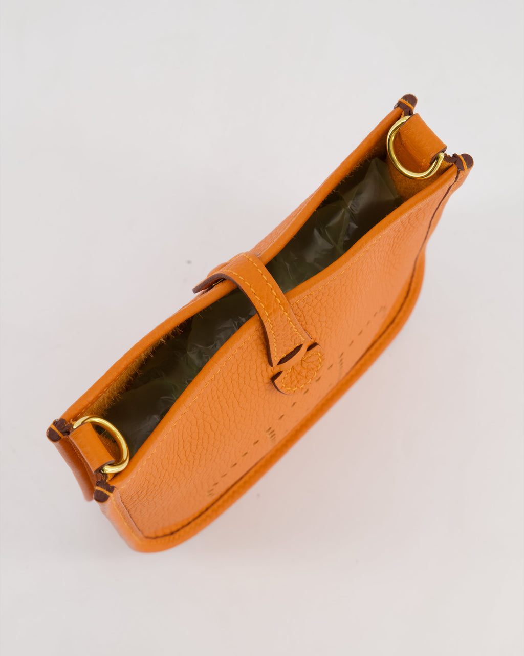 Hermès Mini Evelyne Bag in Orange Clemence Leather with Gold Hardware
