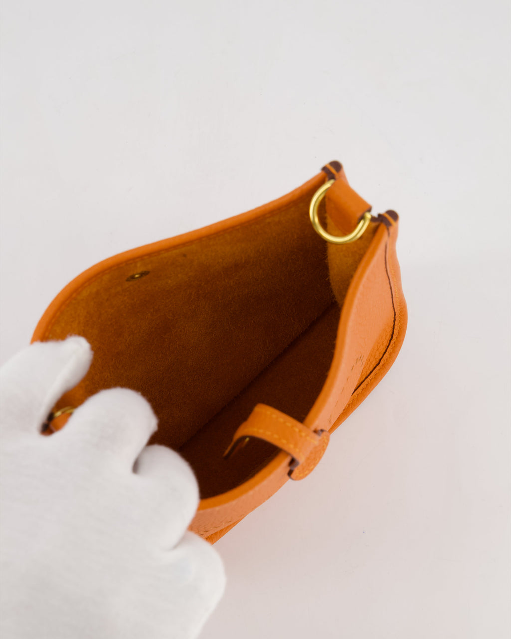 Hermès Mini Evelyne Bag in Orange Clemence Leather with Gold Hardware