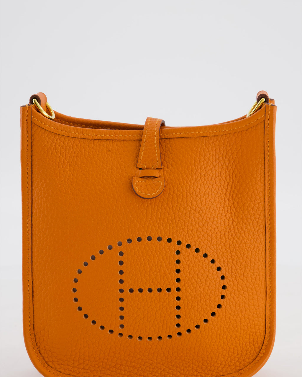 Hermès Mini Evelyne Bag in Orange Clemence Leather with Gold Hardware