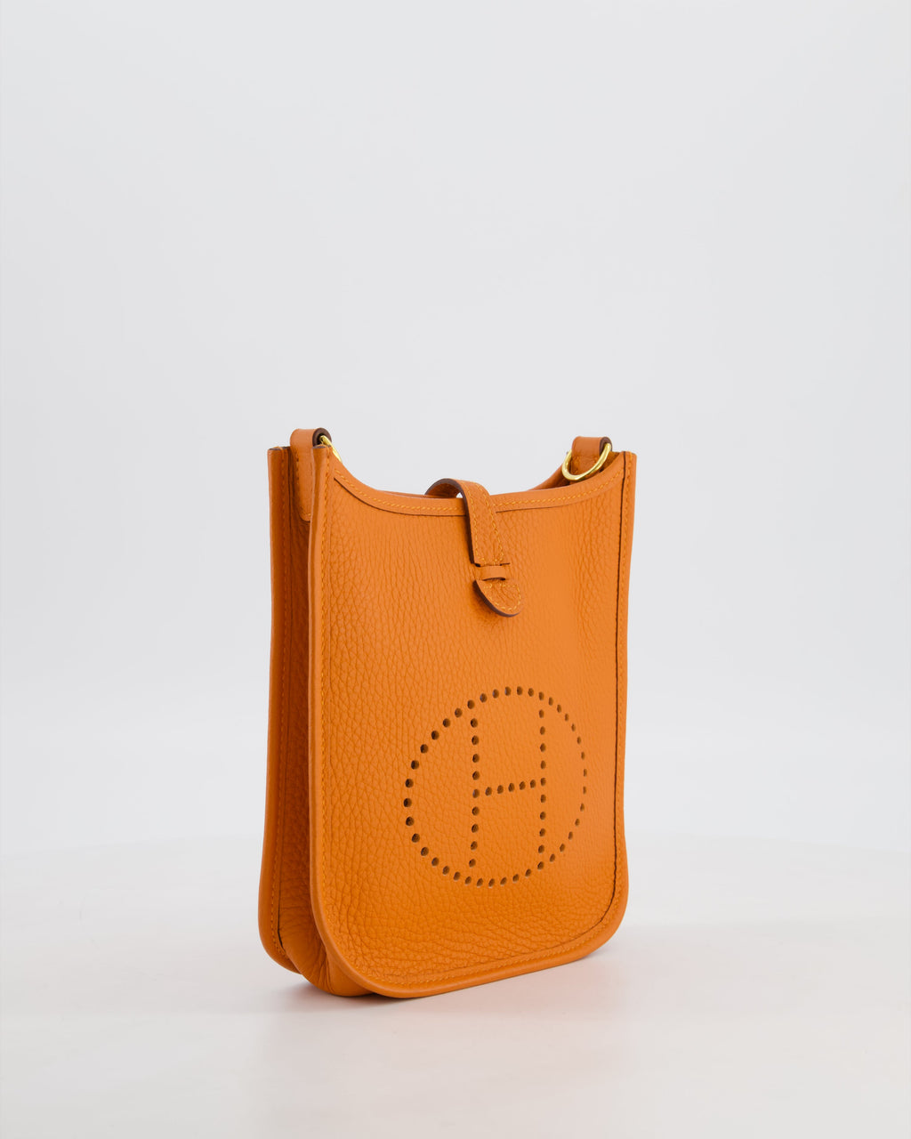 Hermès Mini Evelyne Bag in Orange Clemence Leather with Gold Hardware