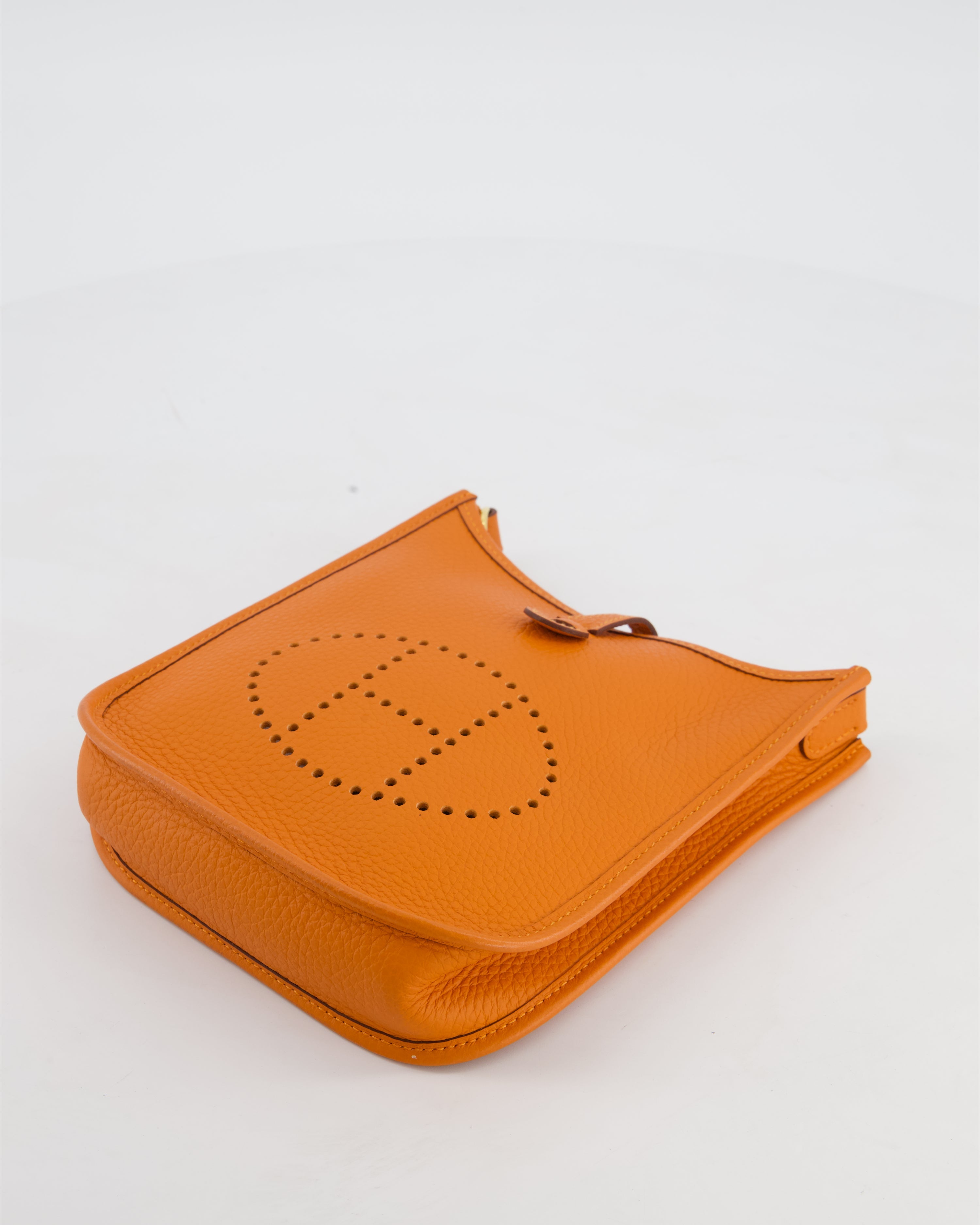Hermès Mini Evelyne Bag in Orange Clemence Leather with Gold Hardware