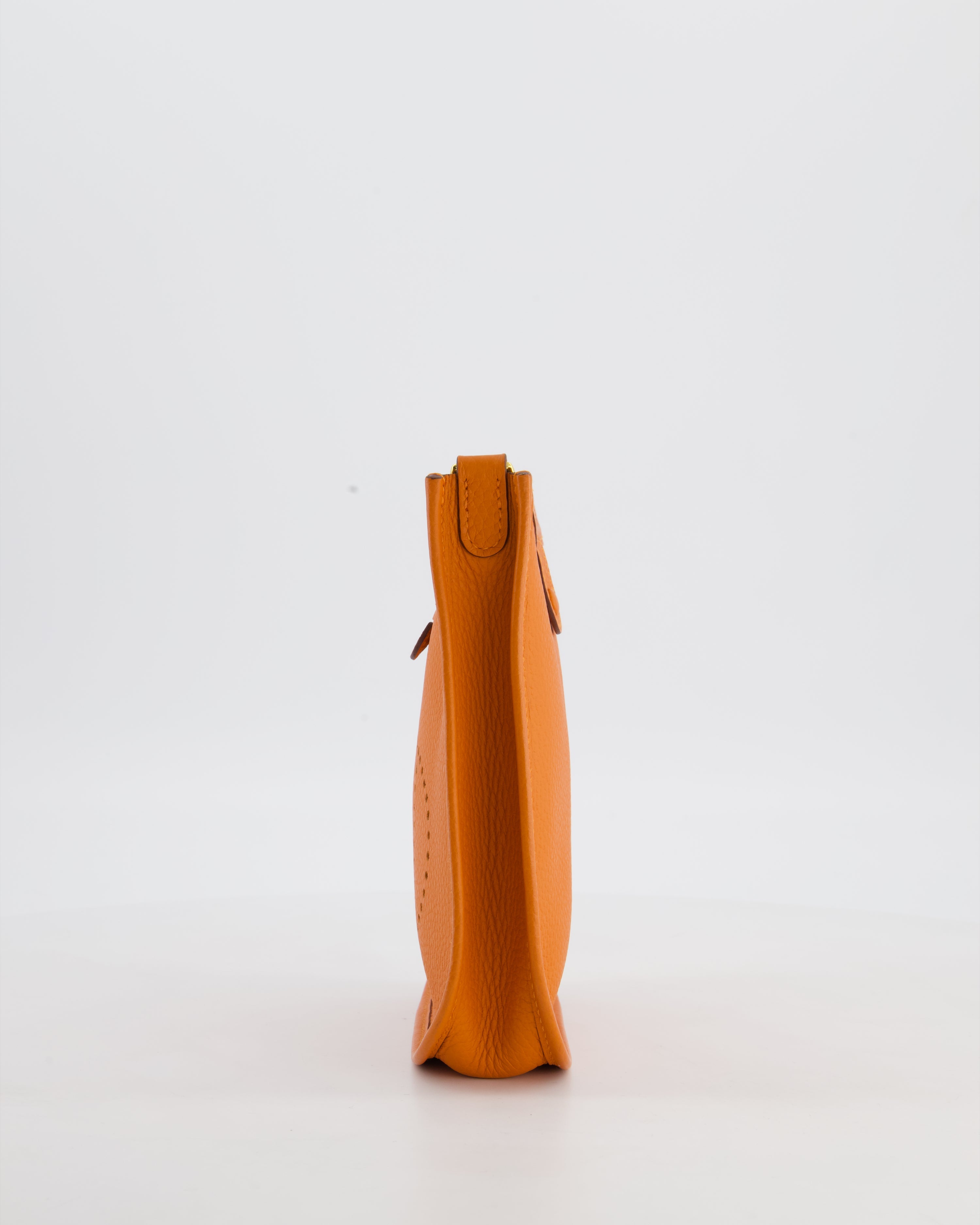 Hermès Mini Evelyne Bag in Orange Clemence Leather with Gold Hardware