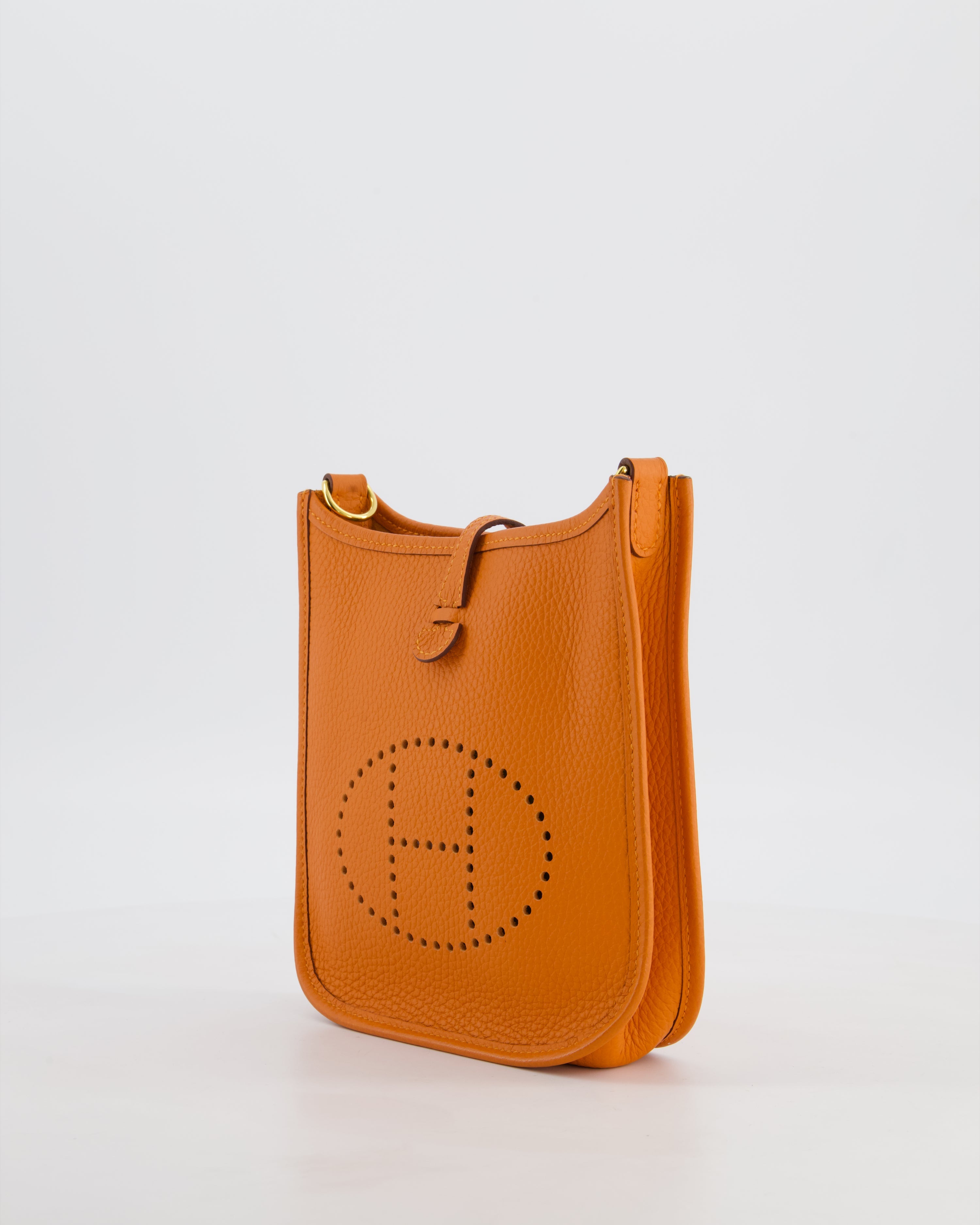 Hermès Mini Evelyne Bag in Orange Clemence Leather with Gold Hardware
