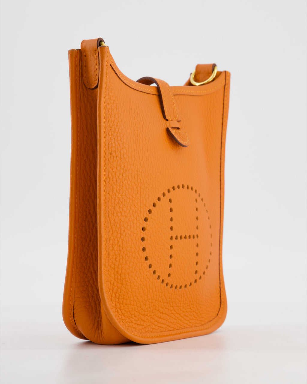 Hermès Mini Evelyne Bag in Orange Clemence Leather with Gold Hardware