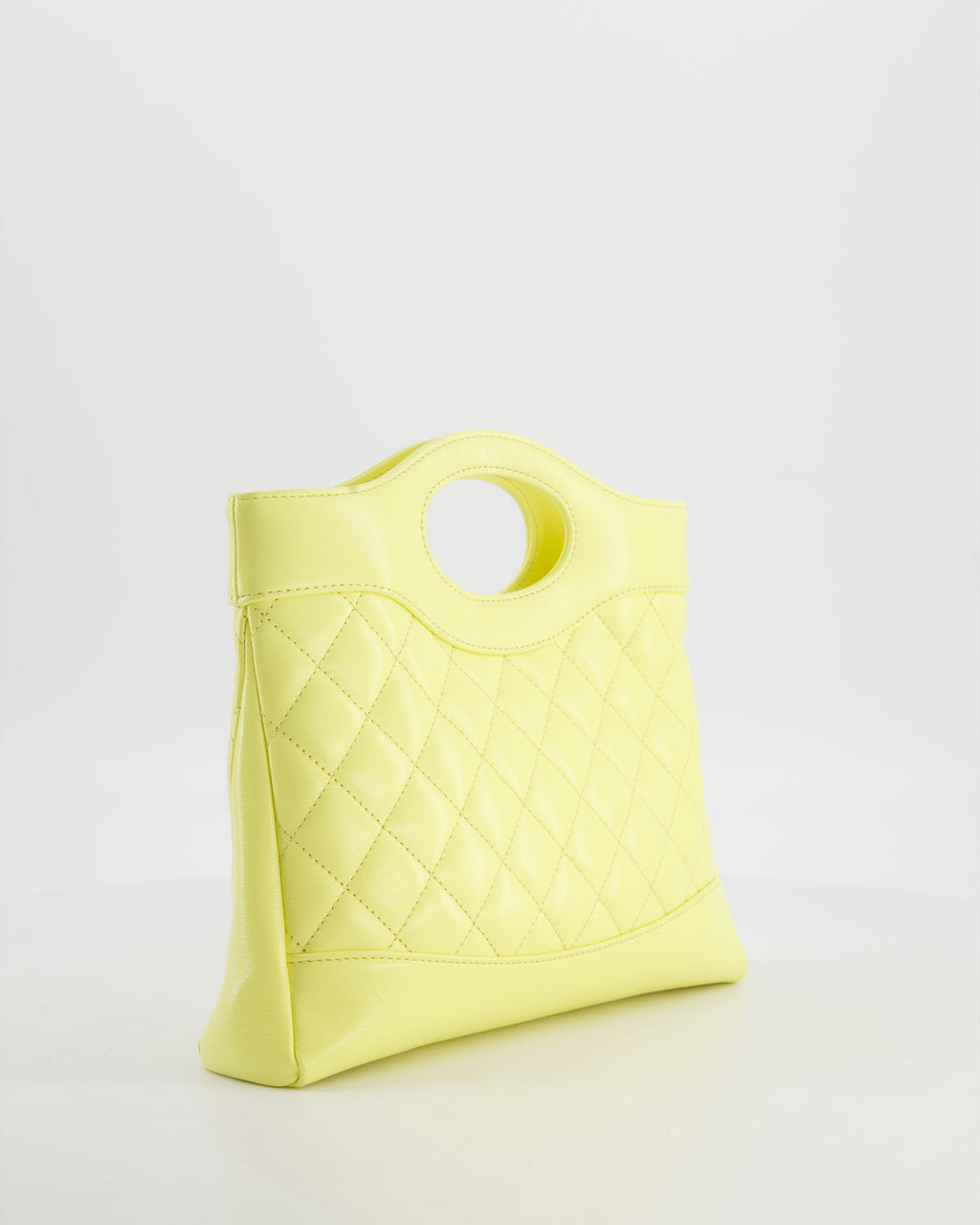 Chanel Small 31 Bag with Chain in Yellow Shiny Calfskin Leather with Champagne Gold Hardware