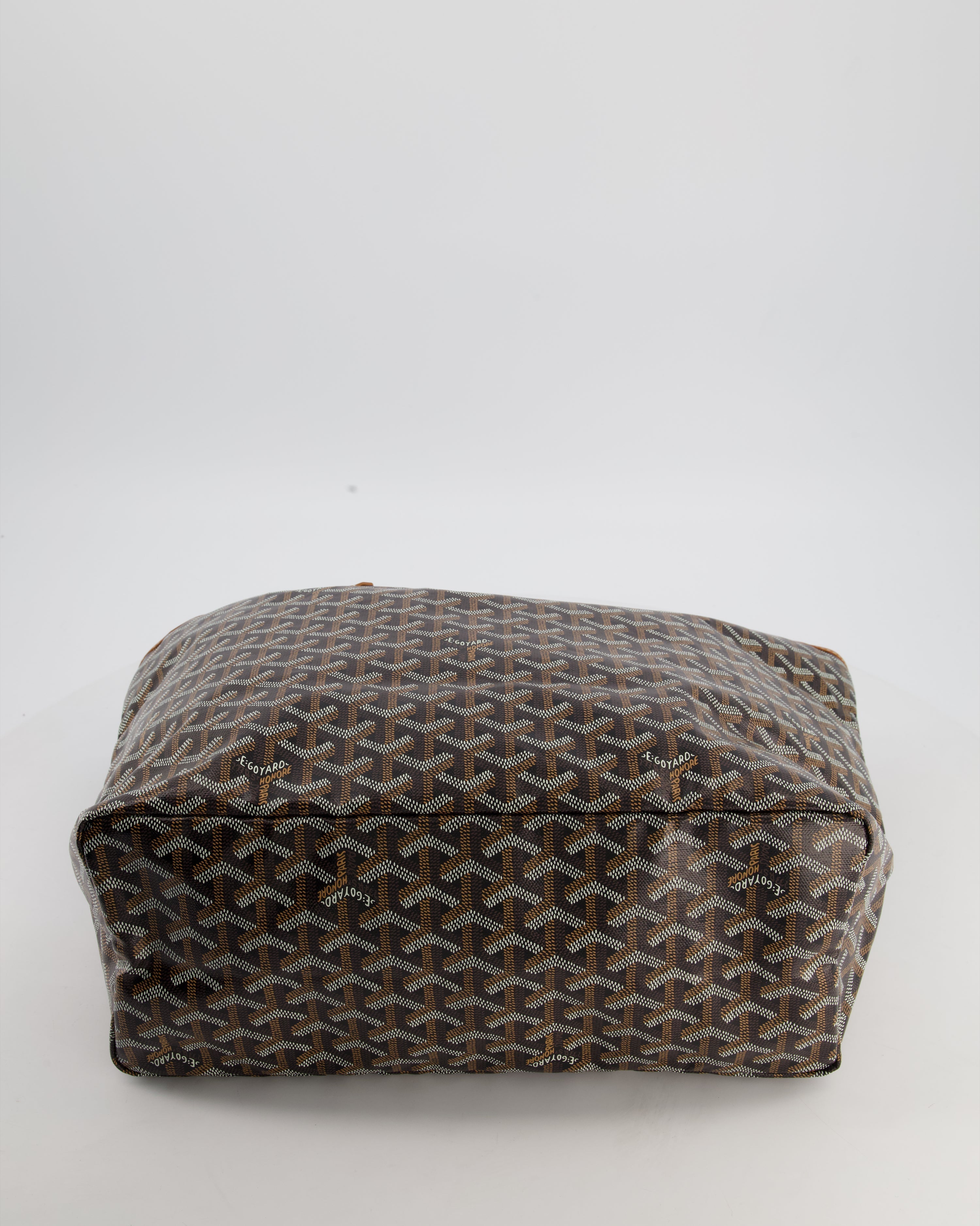 Goyard Saint Louis PM Tote Bag in Black Goyardine Canvas with Tan Calfskin Leather