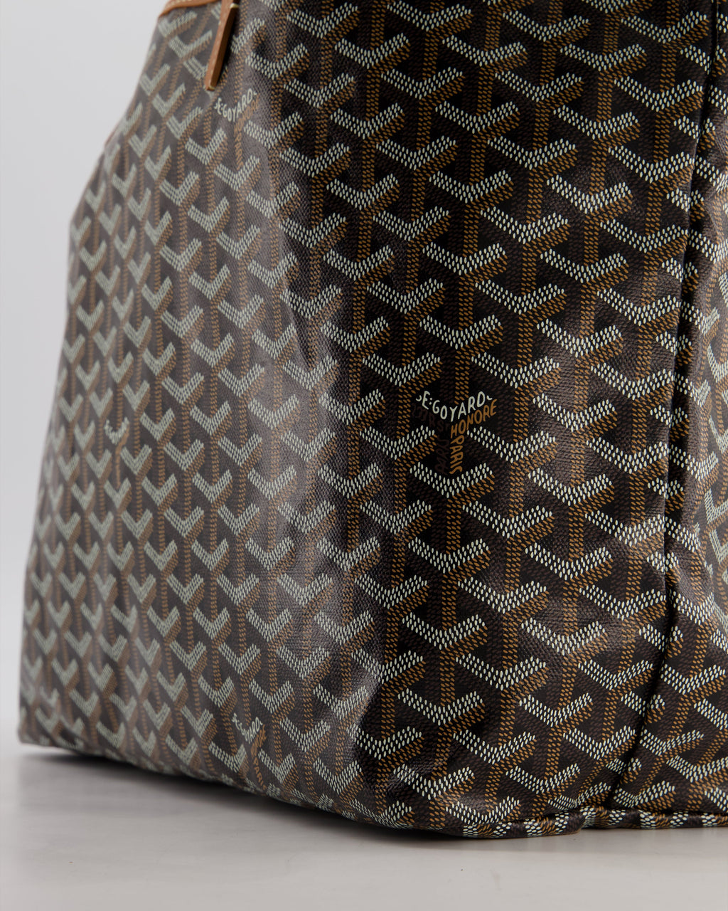 Goyard Saint Louis PM Tote Bag in Black Goyardine Canvas with Tan Calfskin Leather