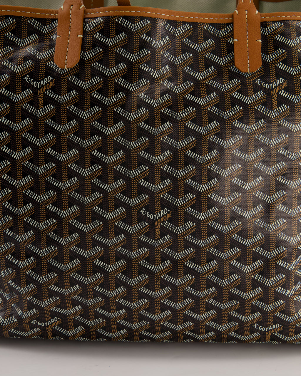 Goyard Saint Louis PM Tote Bag in Black Goyardine Canvas with Tan Calfskin Leather