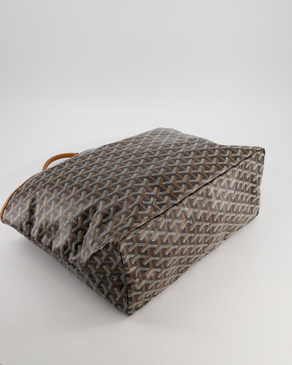 Goyard Saint Louis PM Tote Bag in Black Goyardine Canvas with Tan Calfskin Leather
