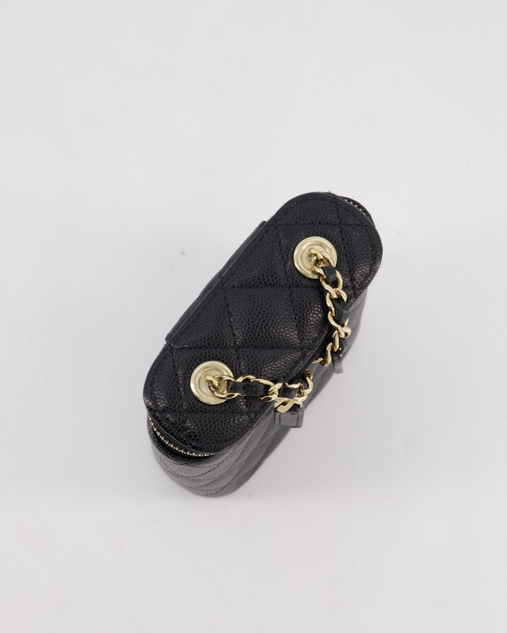 Chanel Black Mini Vertical Vanity Bag in Caviar Leather with Champagne Gold Hardware