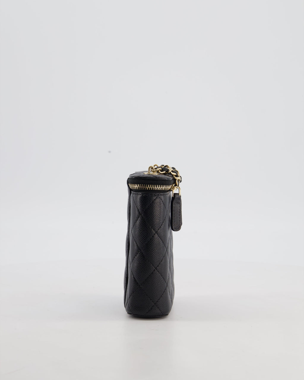 Chanel Black Mini Vertical Vanity Bag in Caviar Leather with Champagne Gold Hardware