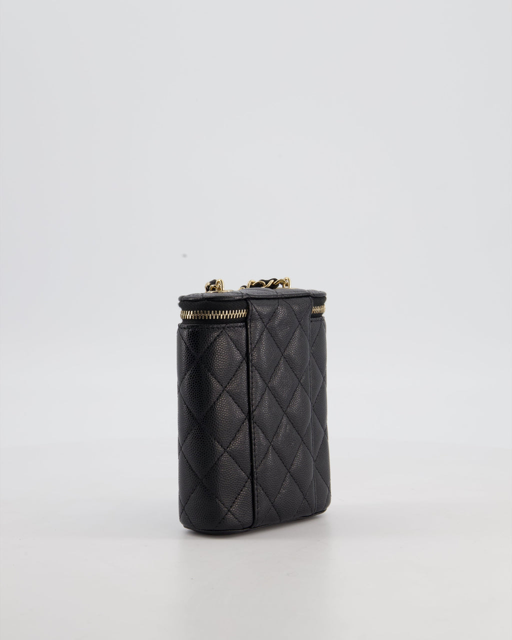 Chanel Black Mini Vertical Vanity Bag in Caviar Leather with Champagne Gold Hardware
