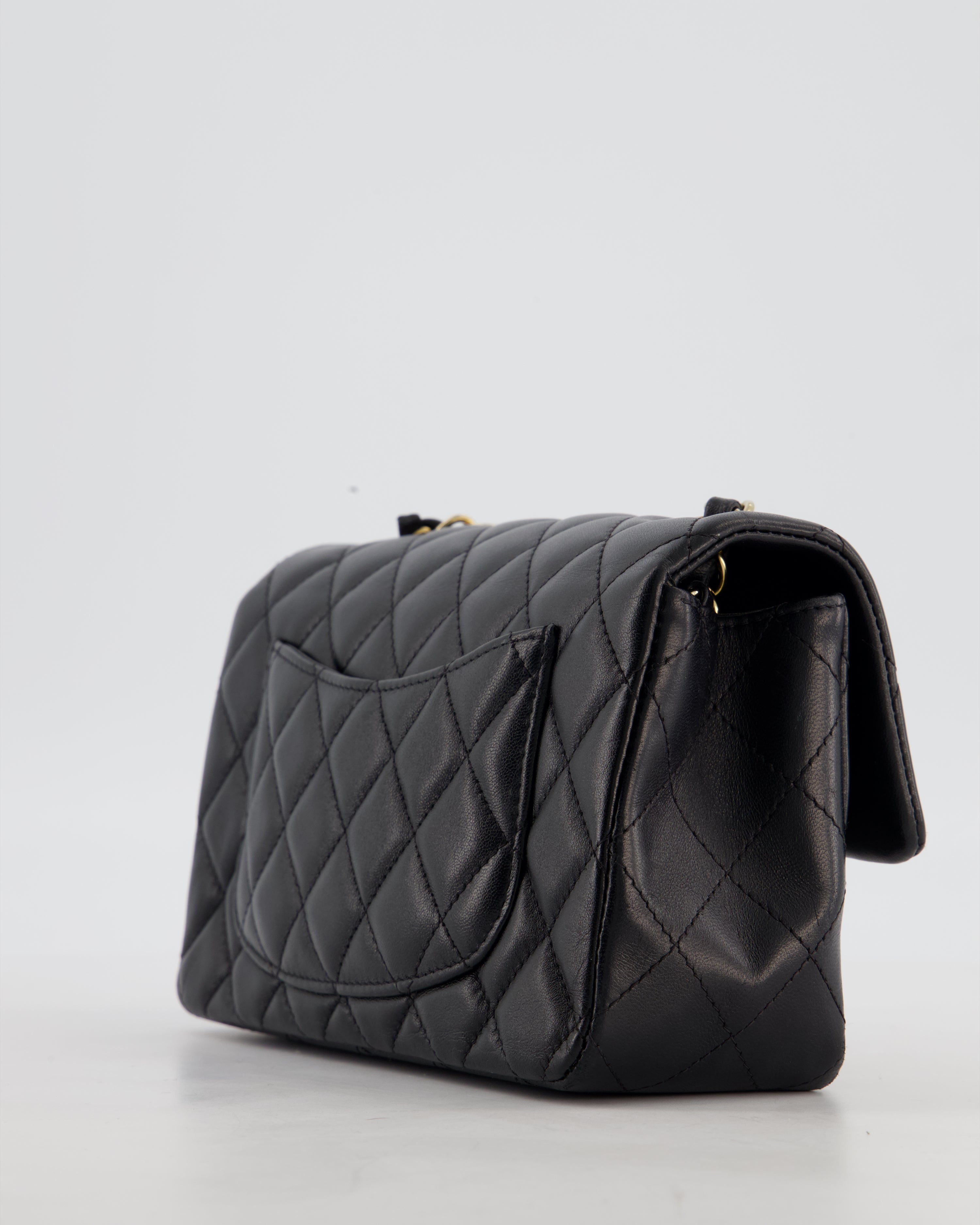 Chanel Black Mini Rectangular Flap Bag in Lambskin Leather with Gold Hardware