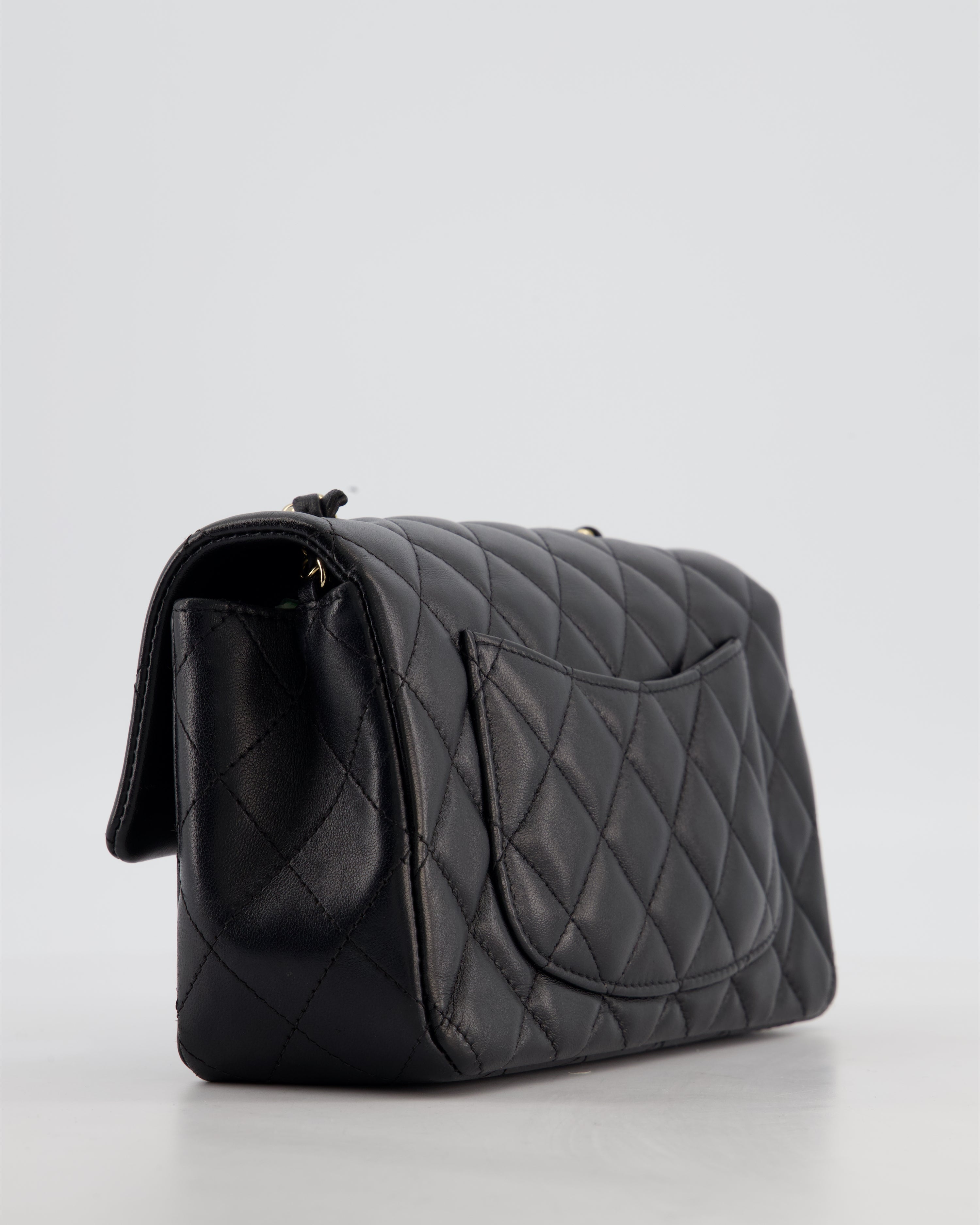 Chanel Black Mini Rectangular Flap Bag in Lambskin Leather with Gold Hardware