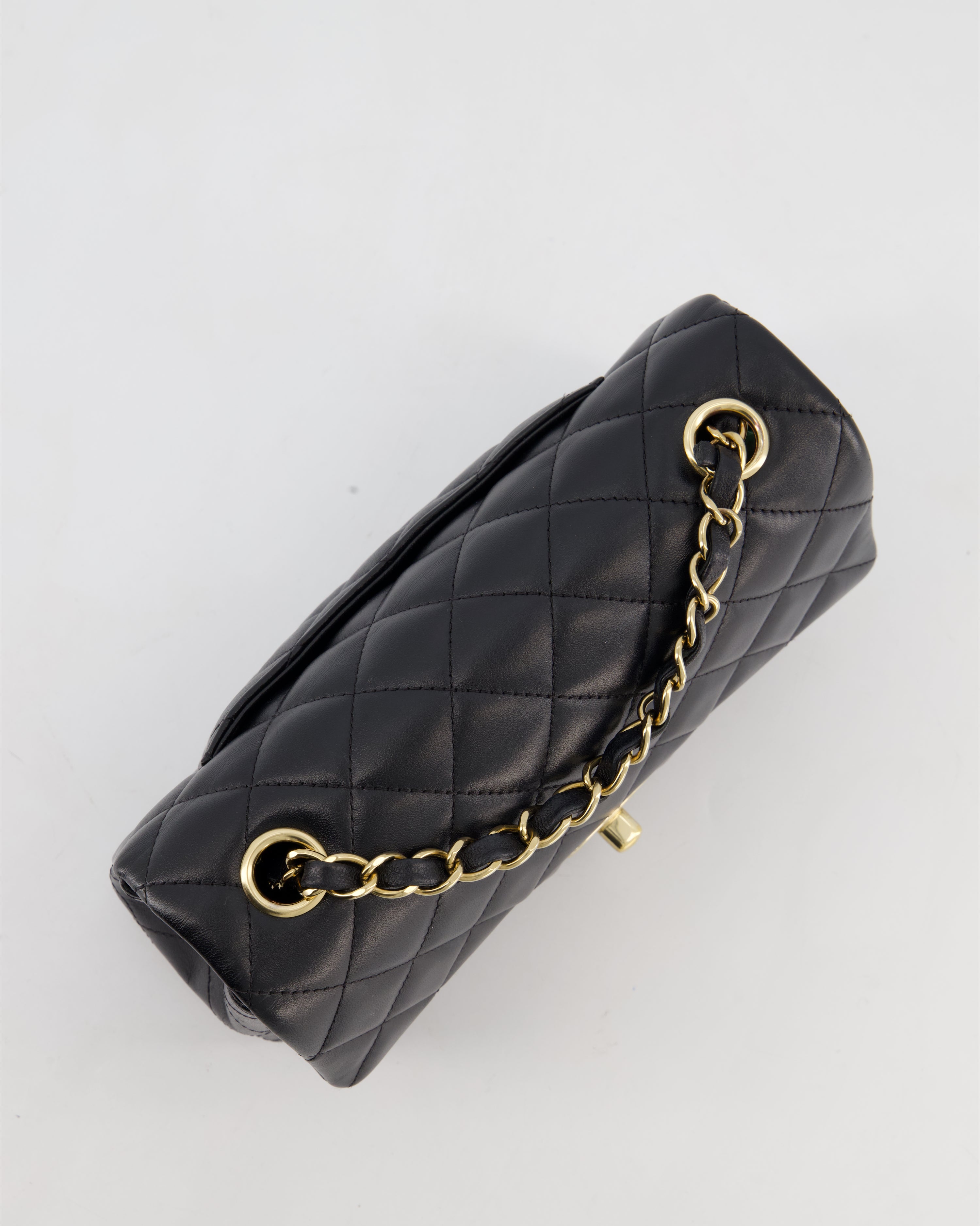 Chanel Black Mini Rectangular Flap Bag in Lambskin Leather with Gold Hardware