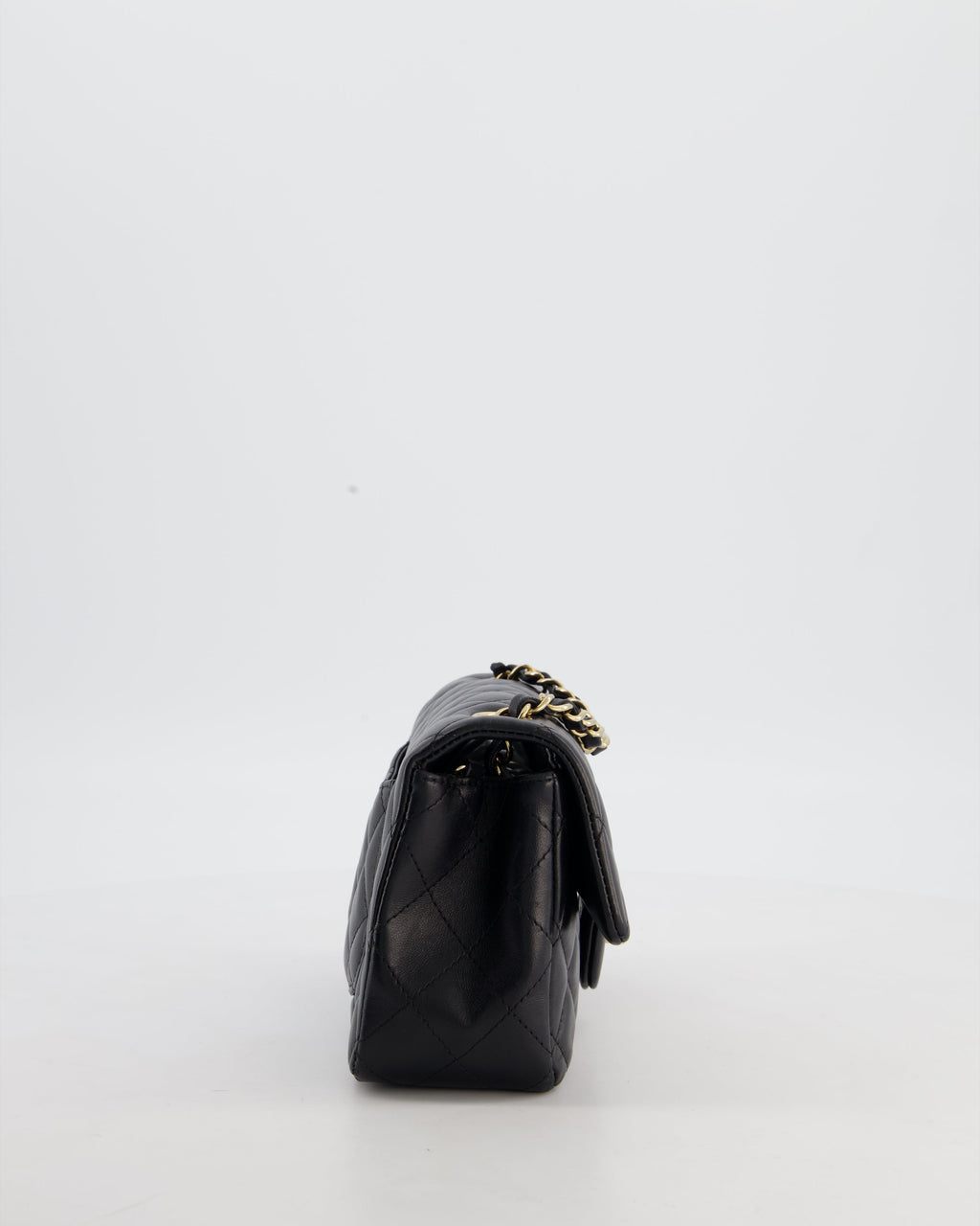 Chanel Black Mini Rectangular Flap Bag in Lambskin Leather with Gold Hardware