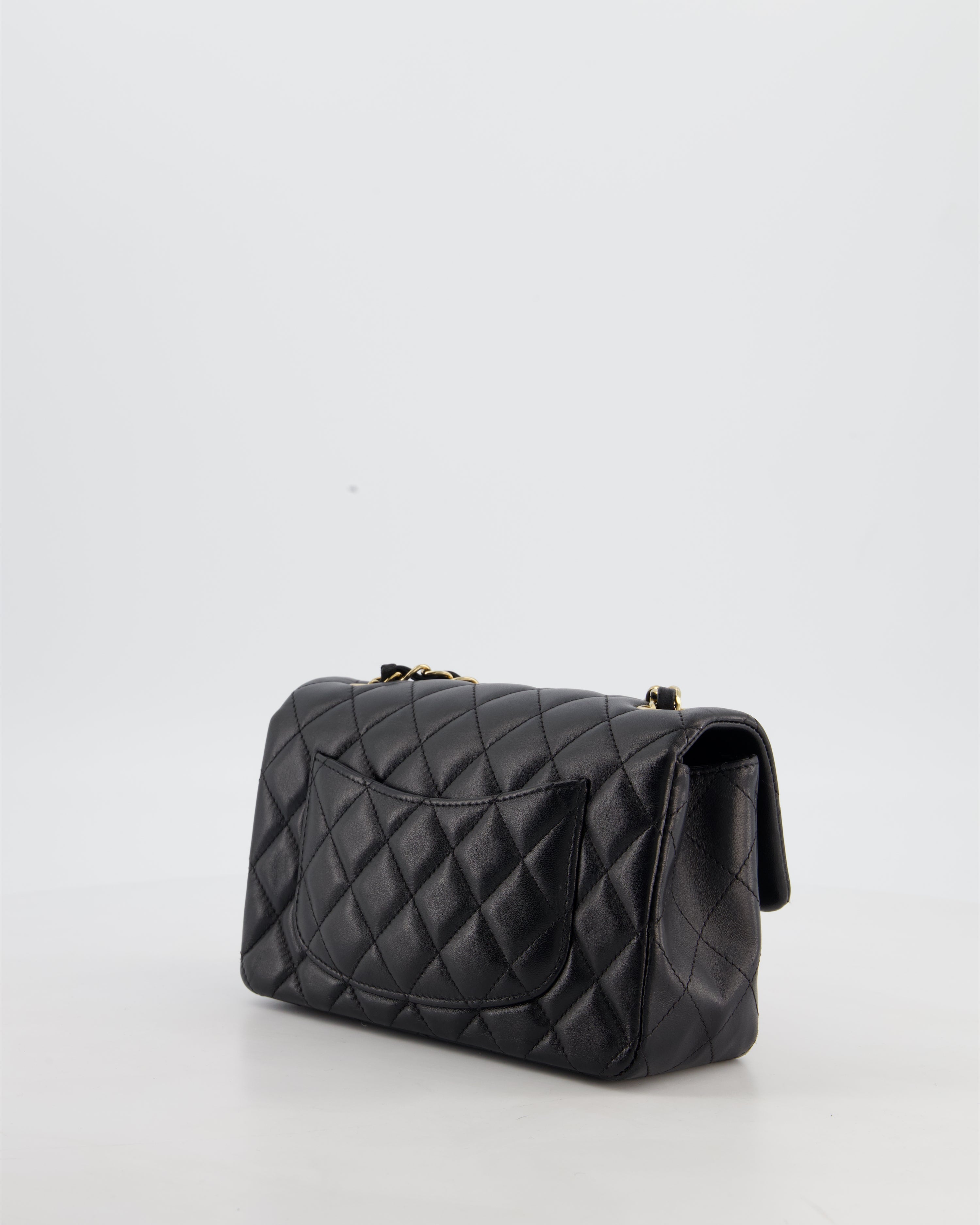 Chanel Black Mini Rectangular Flap Bag in Lambskin Leather with Gold Hardware