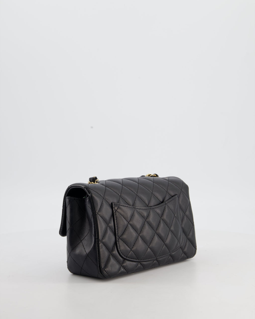 Chanel Black Mini Rectangular Flap Bag in Lambskin Leather with Gold Hardware