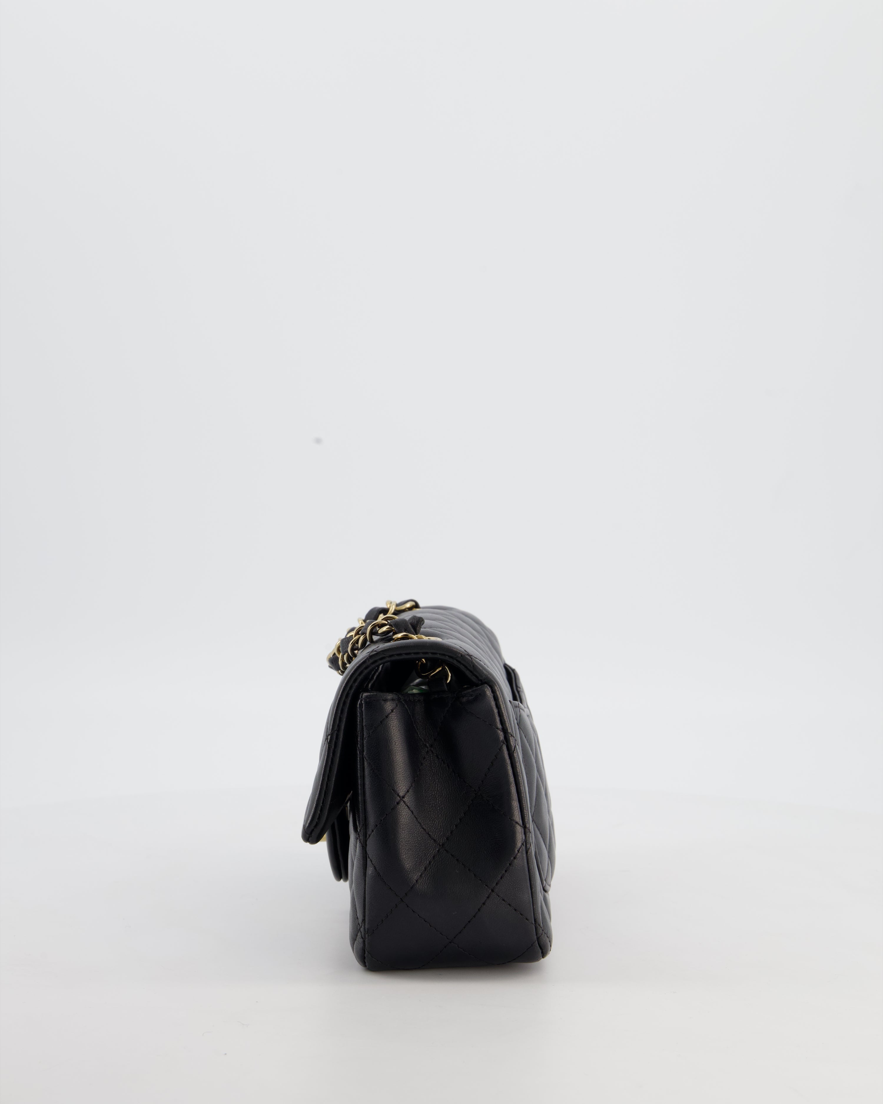 Chanel Black Mini Rectangular Flap Bag in Lambskin Leather with Gold Hardware